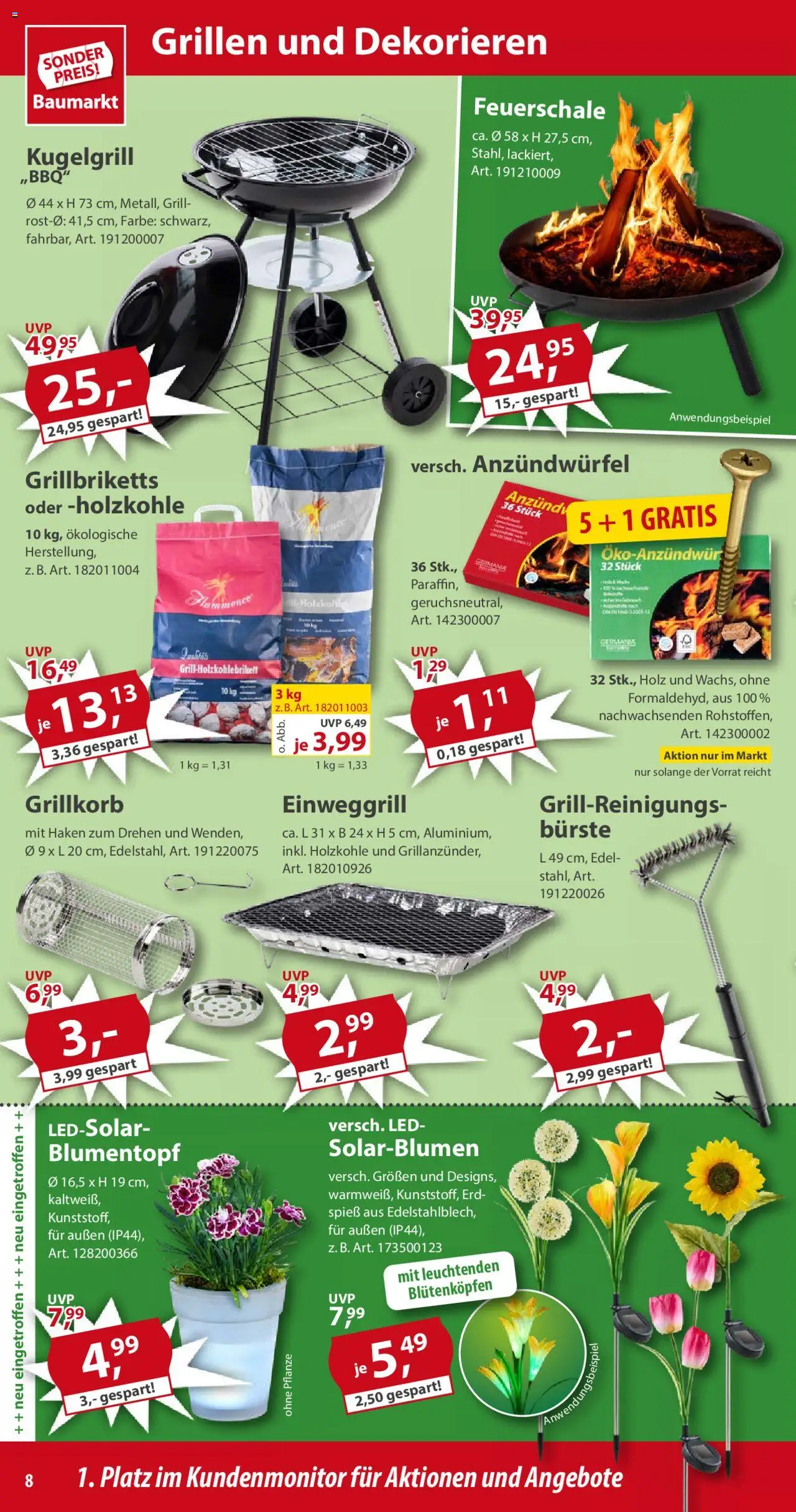Sonderpreis Baumarkt Prospekt 	 - gültig ab dem 26.07.2025 | Seite: 8 | Produkte: Grill, Blumentopf, Bürste