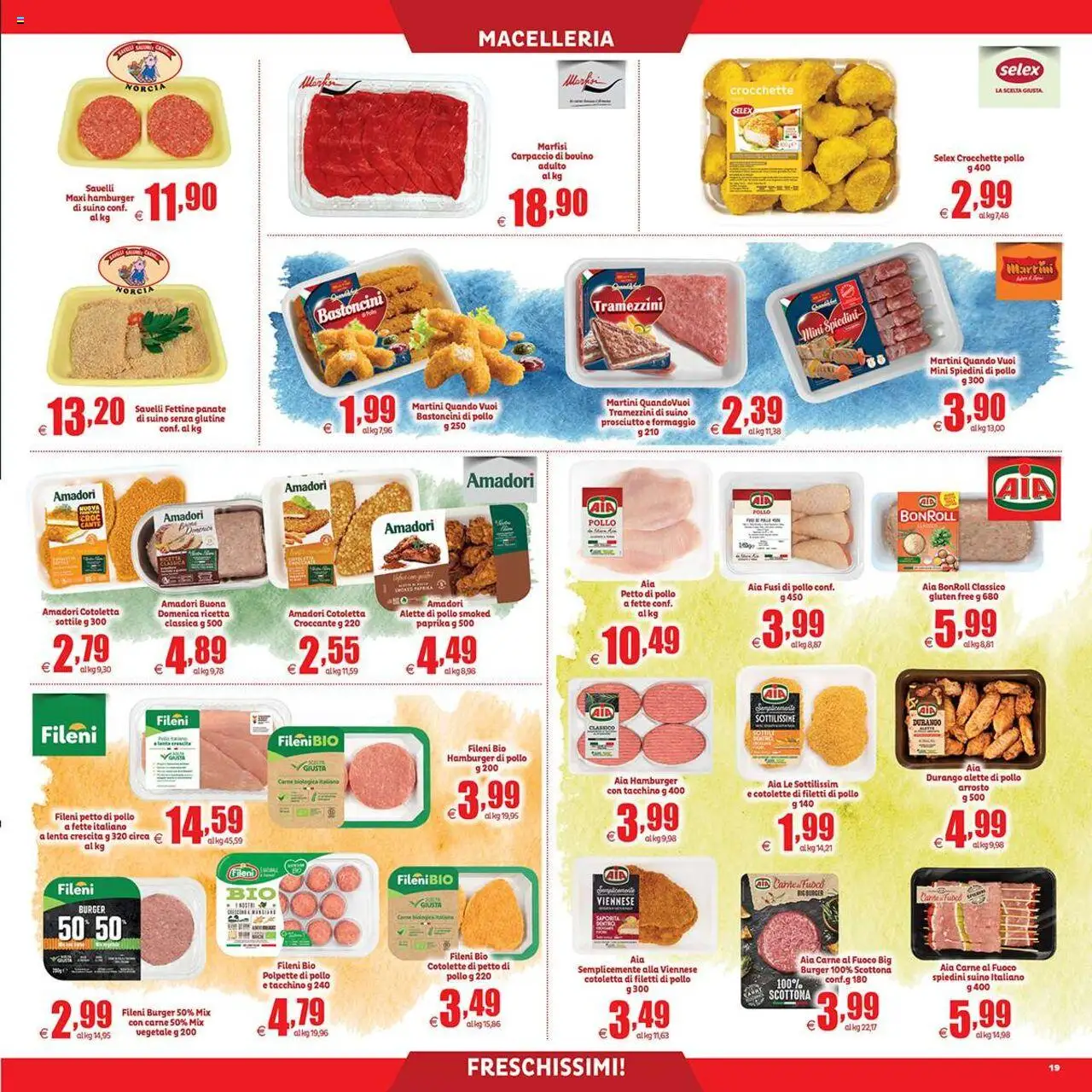 Volantino Elite Supermercati del 19.09.2025 | Pagina: 19 | Prodotti: Petto di Pollo, Suino, Hamburger, Spiedini