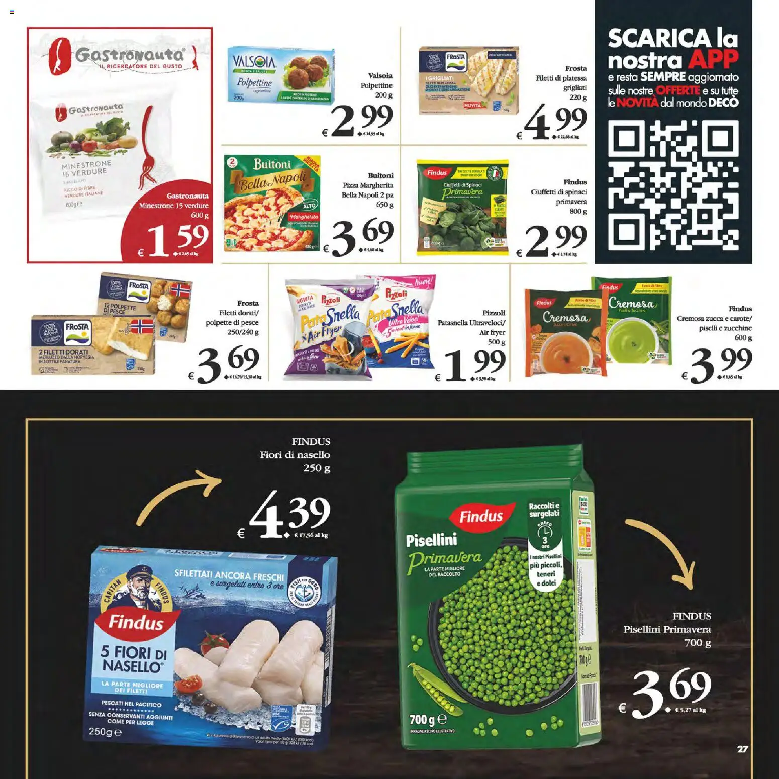 Volantino Decò del 23.01.2026 | Pagina: 27 | Prodotti: Pesce, Verdure, Piselli, Nasello