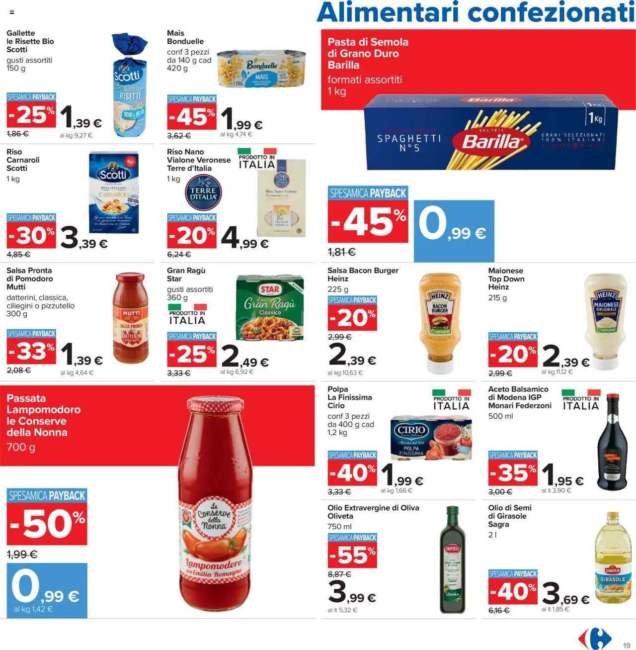 Volantino Carrefour del 23.10.2025 | Pagina: 19 | Prodotti: Salsa, Olio, Gallette, Mutti