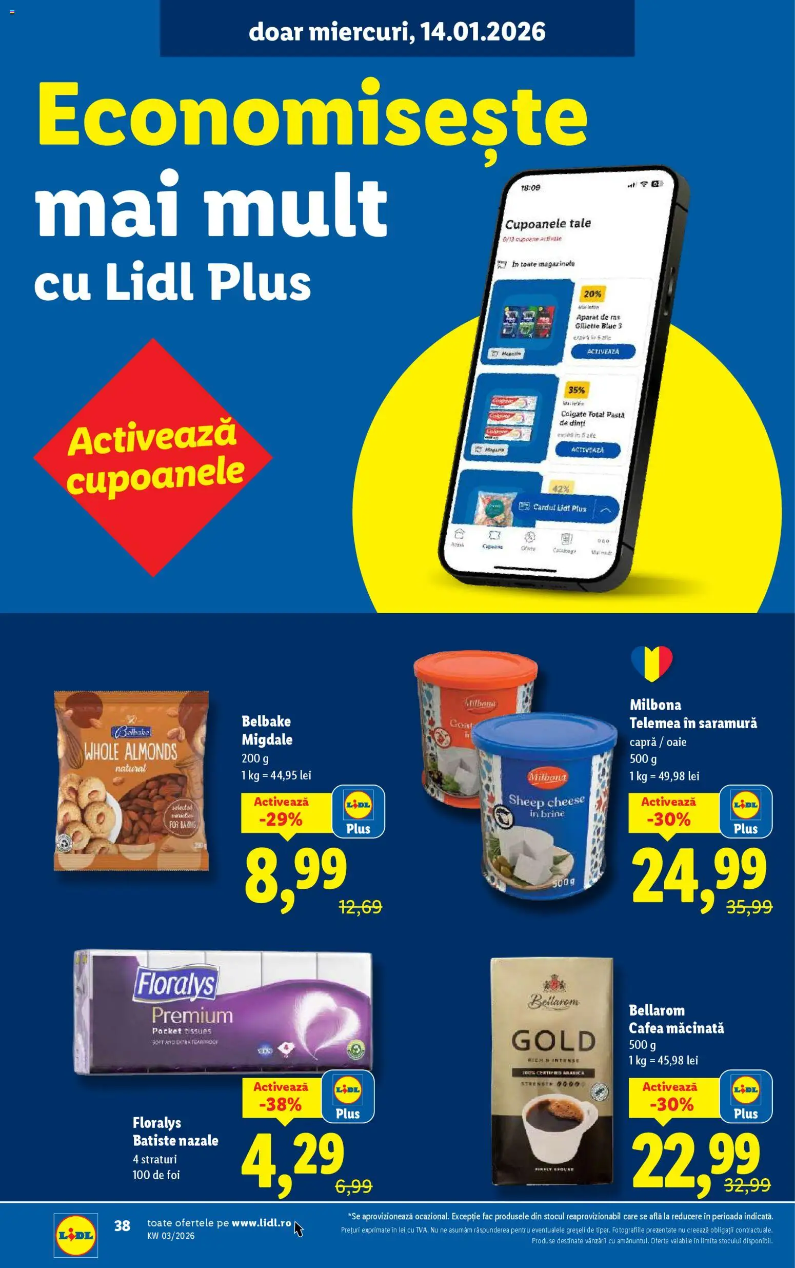Noul catalog Lidl – valabil de la 12.01.2026 | Pagină: 38 | Produse: Aparat De Ras, Migdale, Cafea, Pastă de dinți