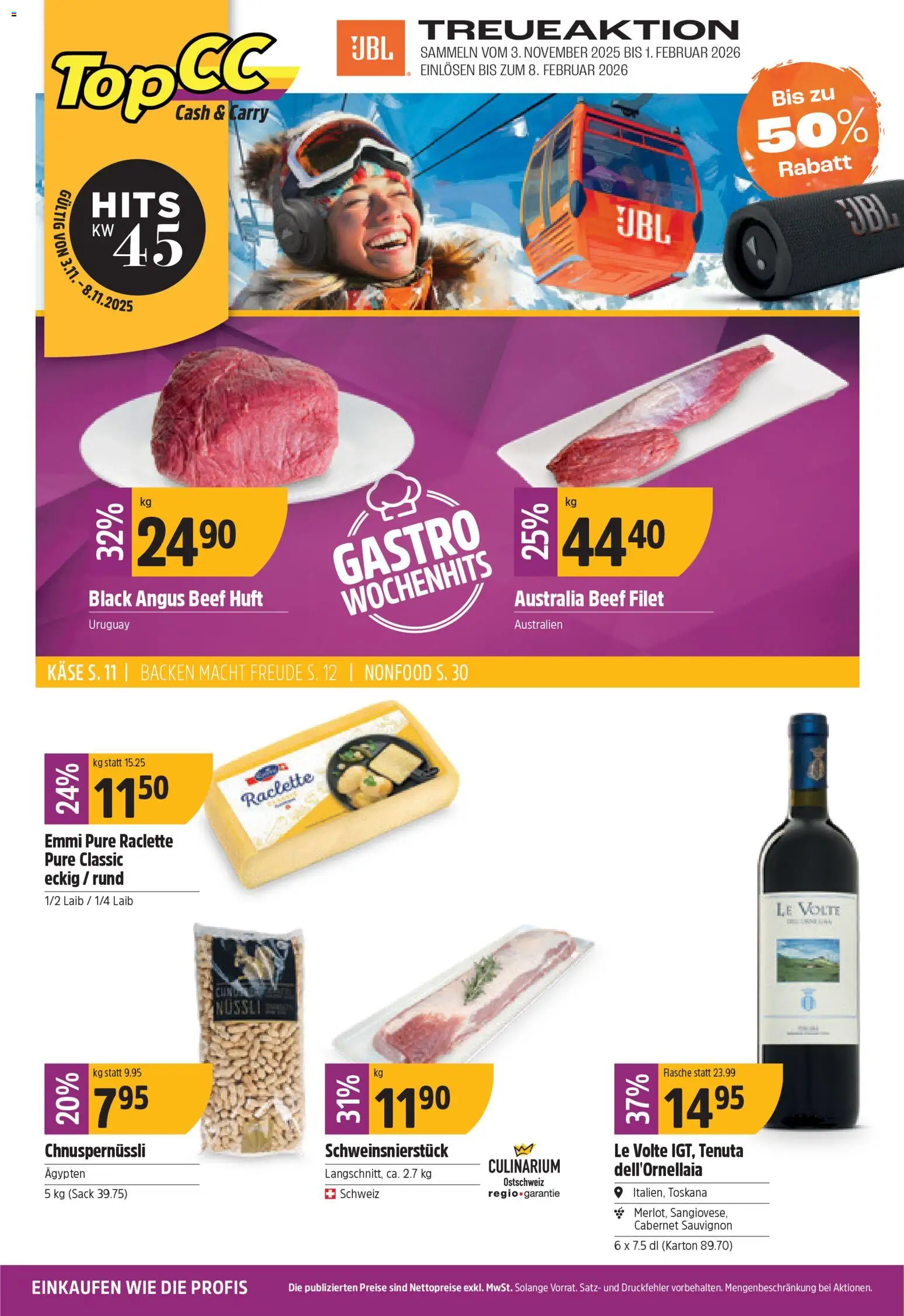 TopCC Aktionen – gültig ab 03.11.2025 | Seite: 1 | Produkte: Käse, Raclette