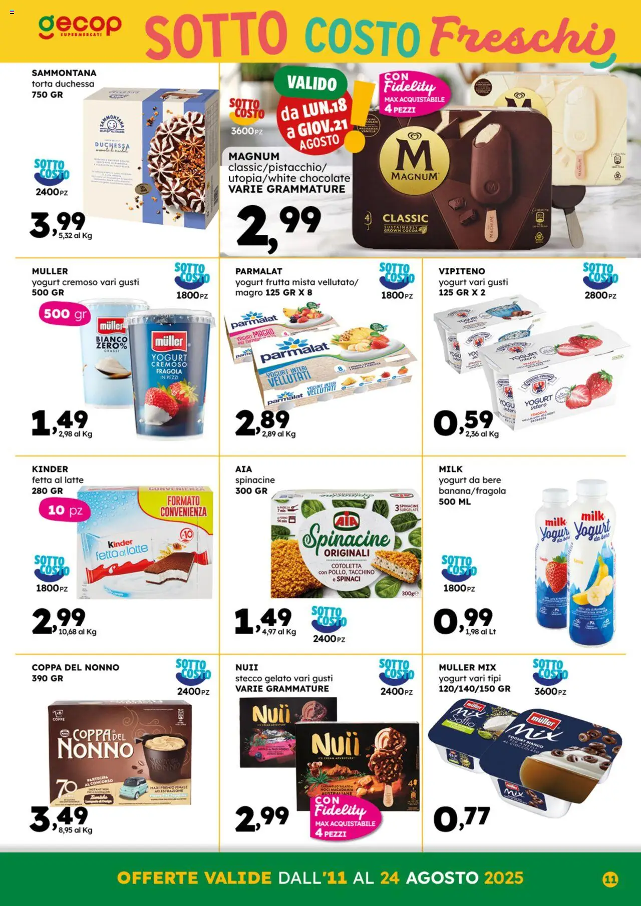 Volantino GECOP del 11.08.2025 | Pagina: 11 | Prodotti: Yogurt, Gelato, Tacchino, Torta
