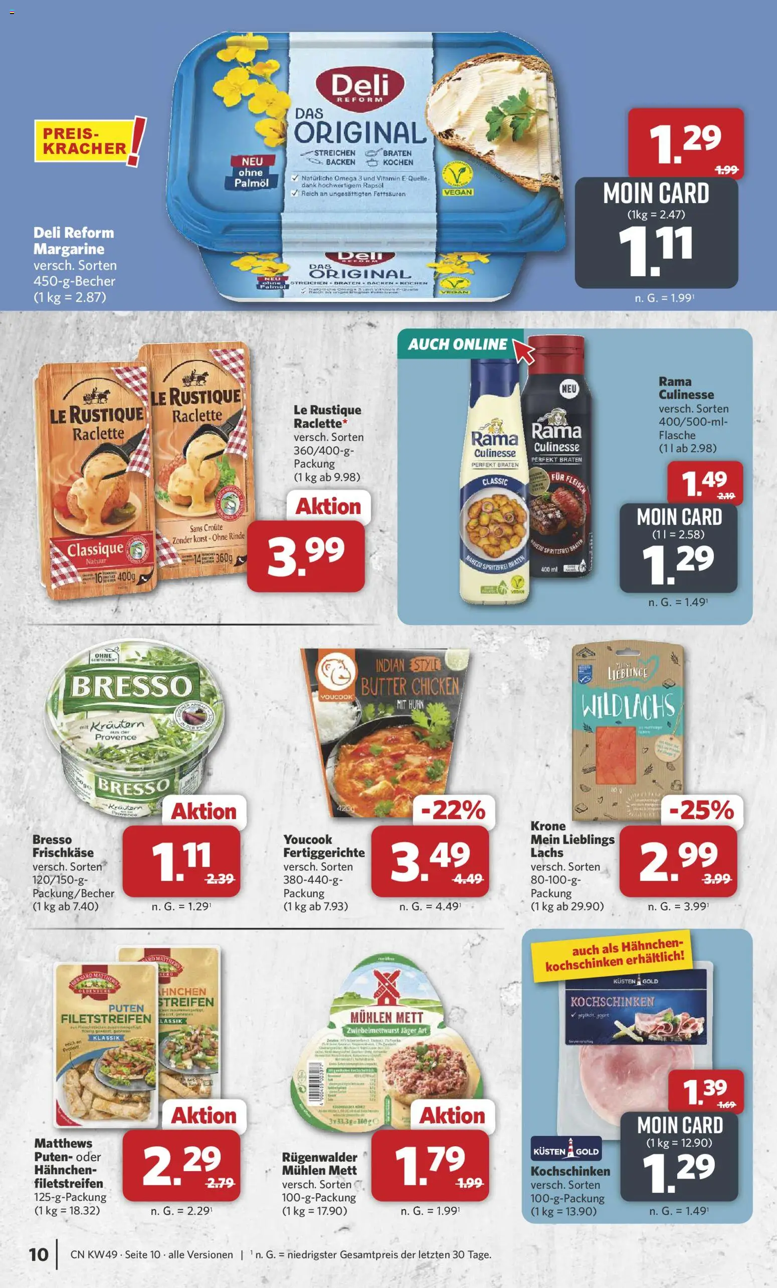 Combi Prospekt 	 – gültig ab 01.12.2025 | Seite: 10 | Produkte: Margarine, Butter, Lachs, Raclette