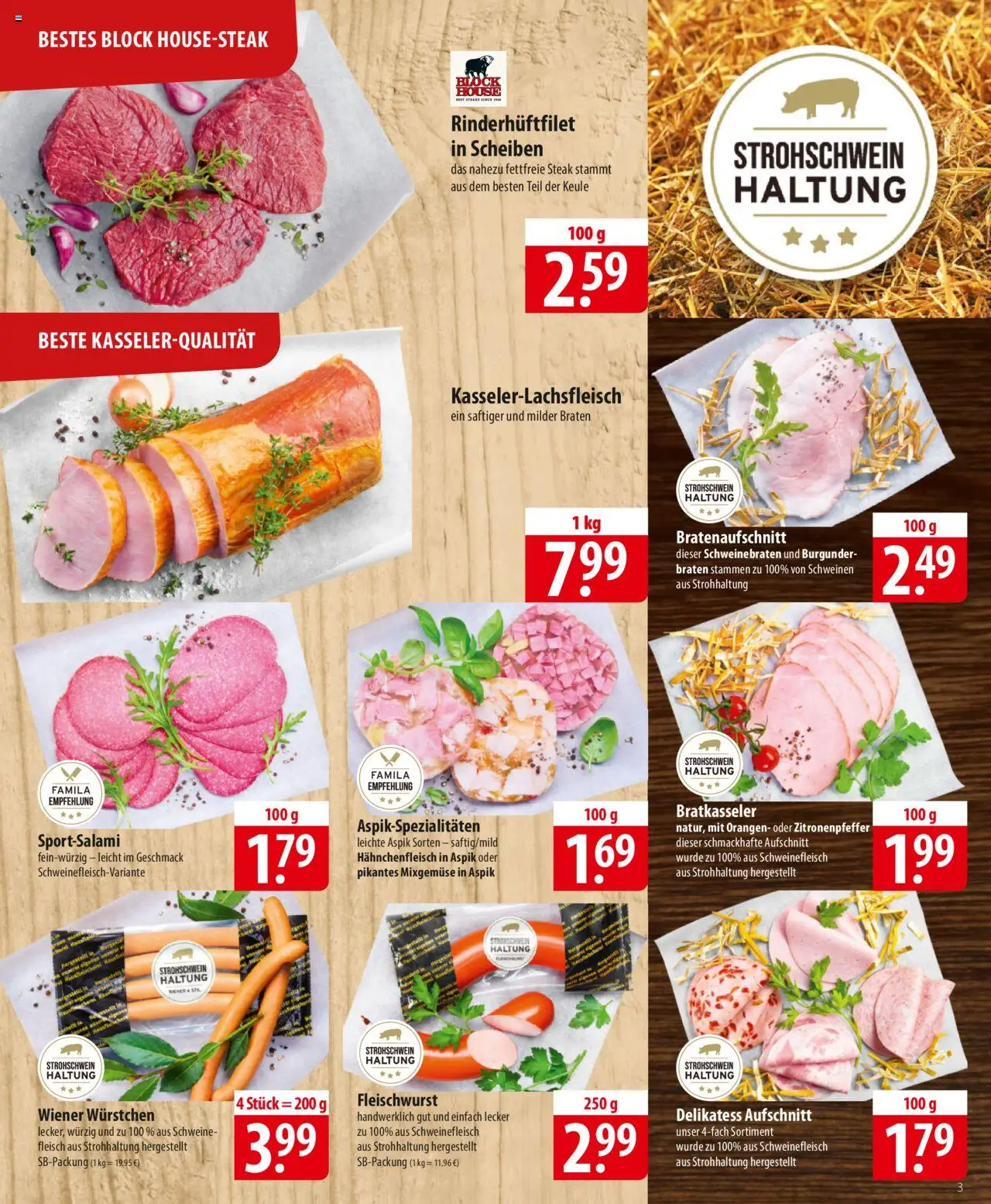 Famila Prospekt 	 – gültig ab 27.10.2025 | Seite: 3 | Produkte: Wiener wurstchen, Orangen, Schweinefleisch, Steak