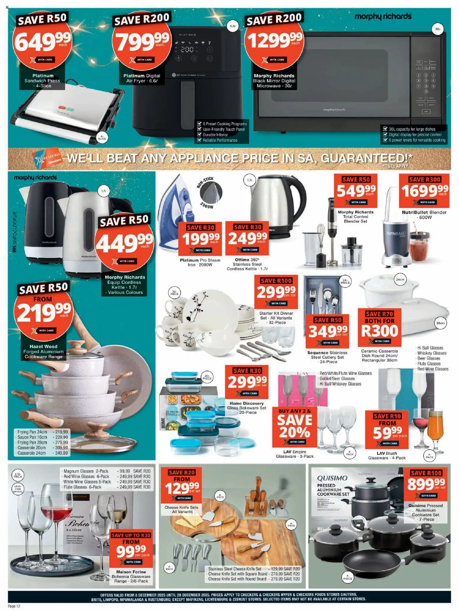 New Checkers catalogue – valid from 08.12.2025 | Page: 12 | Products: Press, Knife set, Mirror, Sauce