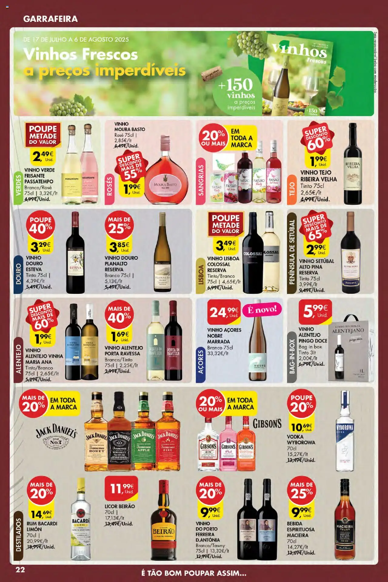 Pingo Doce Poupe Esta Semana Açores │ válido de 24.07.2025 | Página: 22 | Produtos: Rum, Vinho, Gin, Bebida