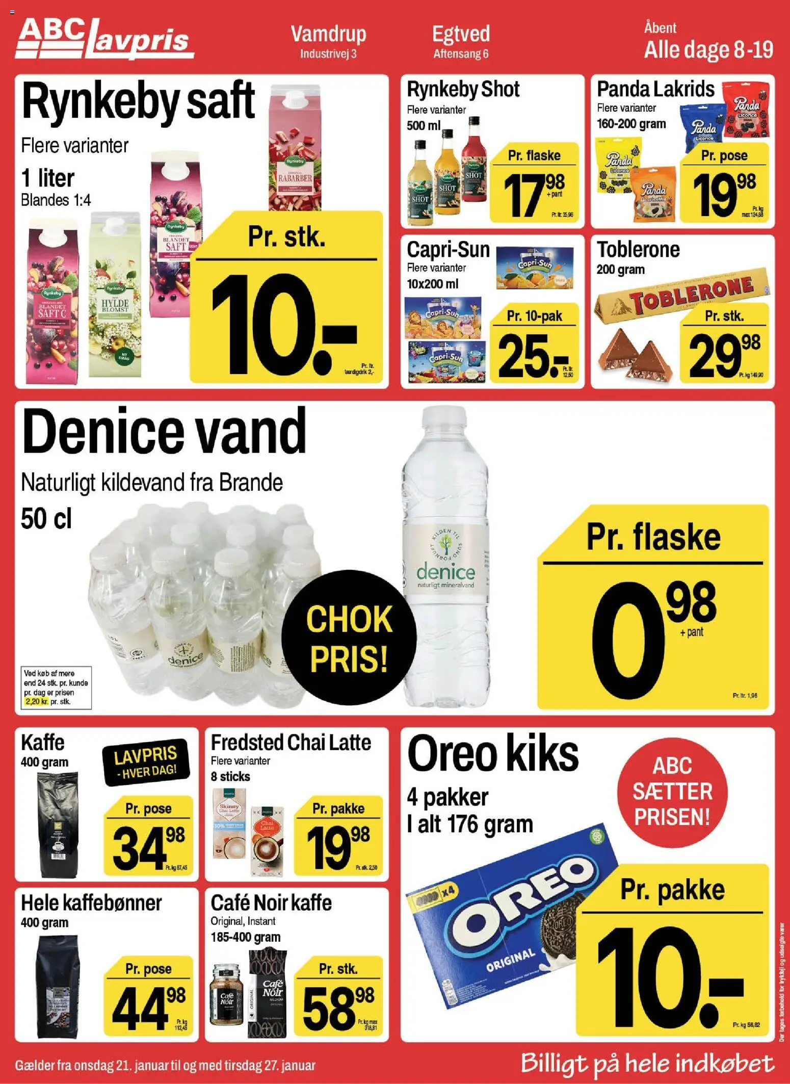 Abc Lavpris tilbudsavis – gyldig fra 21.01.2026 | Side: 8 | Produkter: Rabarber, Kaffe, Hylde, Iogurteira