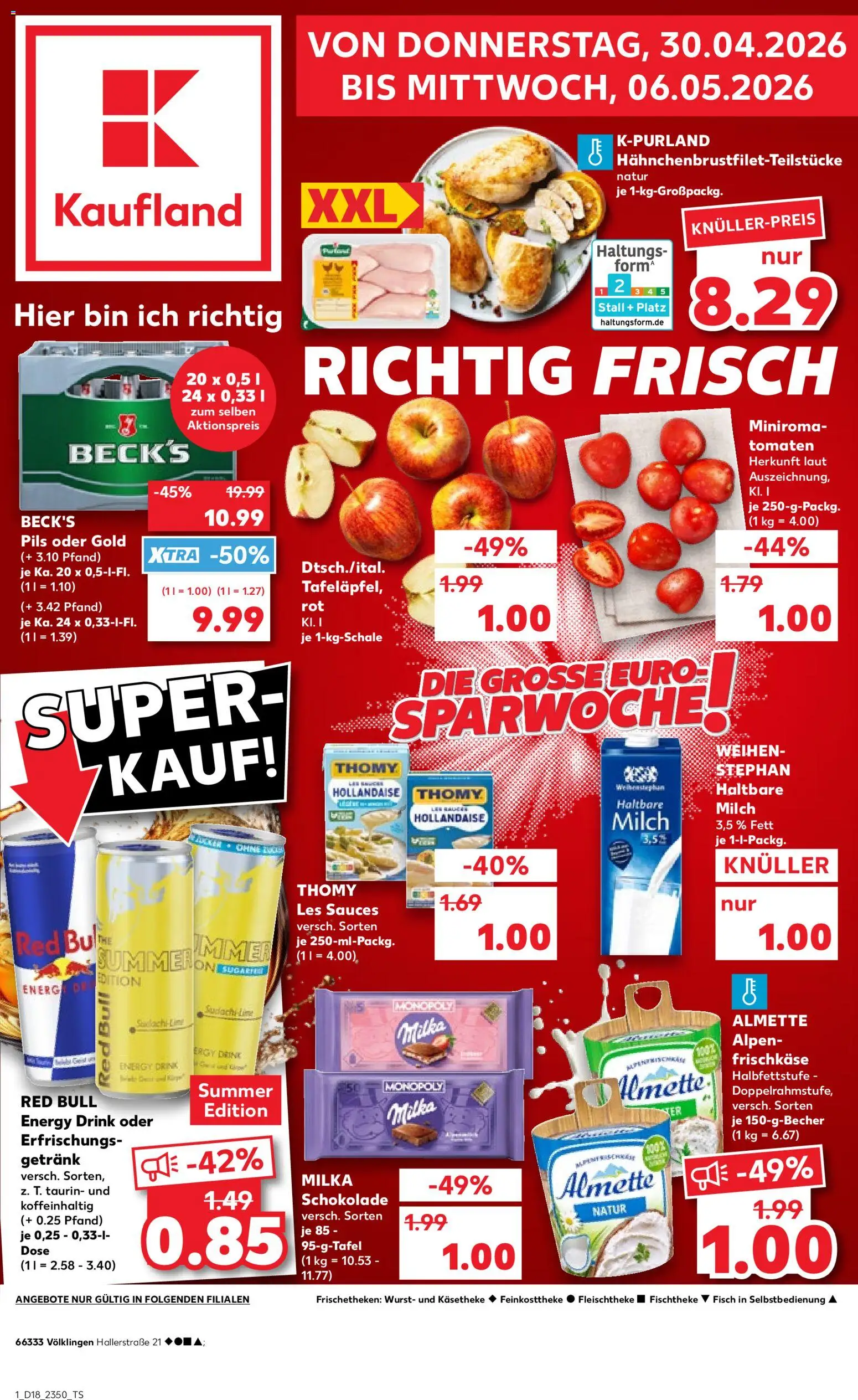 Kaufland Prospekt Völklingen	 – gültig ab 30.04.2026 | Seite: 1 | Produkte: Milch, Schokolade, Milka schokolade, Fisch