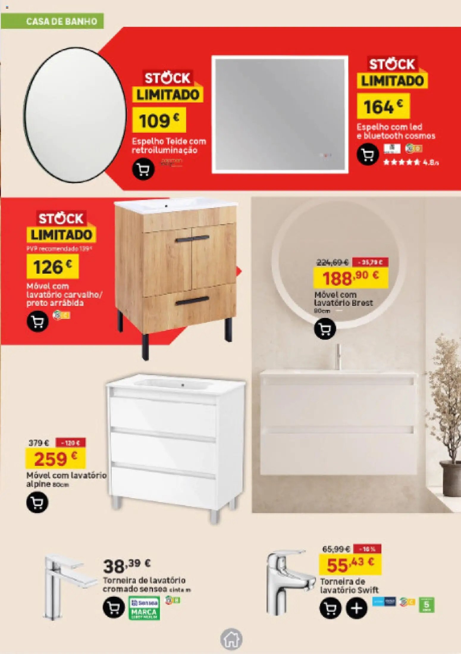 Leroy Merlin Arquipélago da Madeira │ válido de 26.03.2026 | Página: 13 | Produtos: Torneira, Lavatório, Banho, Espelho
