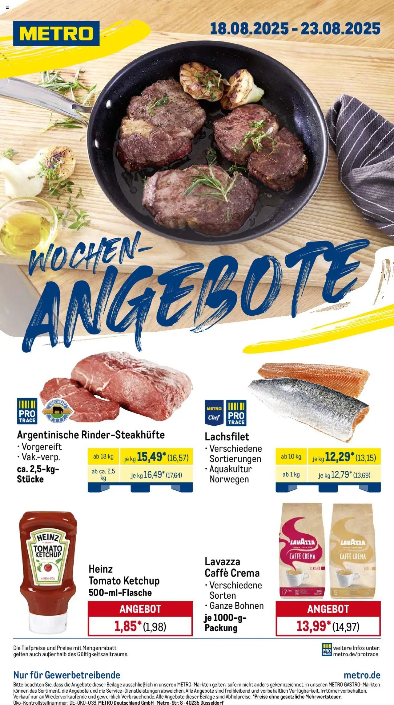 Metro Prospekt 	 - gültig ab dem 18.08.2025 | Seite: 1 | Produkte: Lavazza, Ketchup
