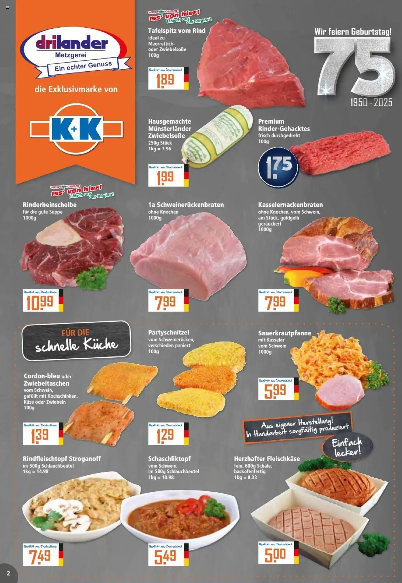 Klaas & Kock Prospekt – gültig ab 20.10.2025 | Seite: 2 | Produkte: Käse, Küche, Zwiebeln, Fleisch