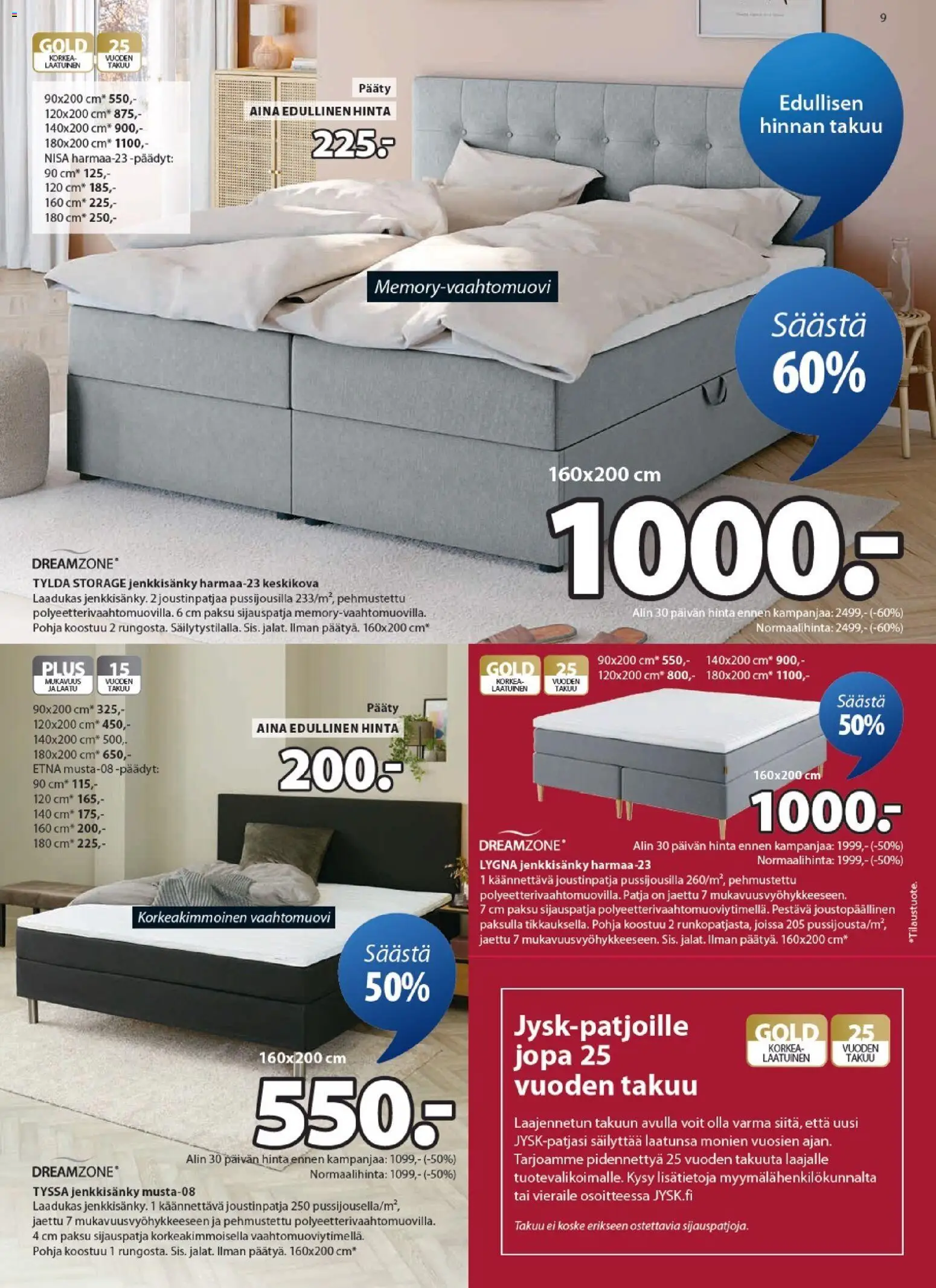 JYSK tarjoukset – voimassa 25.12.2025 alkaen | Sivu: 9 | Tuotteet: Jenkkisänky, Patja