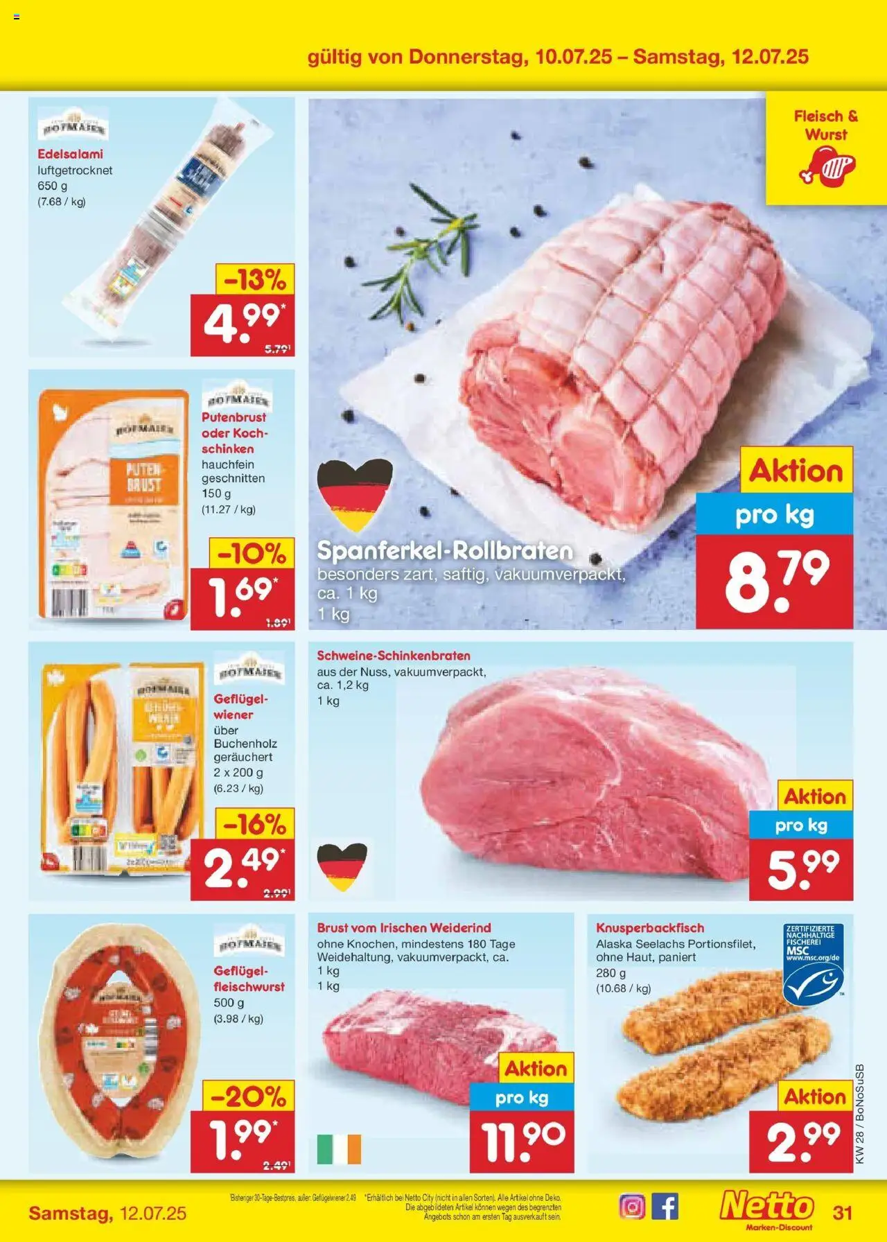 Netto Marken-Discount prospekt Herne	 - gültig ab dem 07.07.2025 | Seite: 47 | Produkte: Wurst, Salami, Schinken, Fleisch