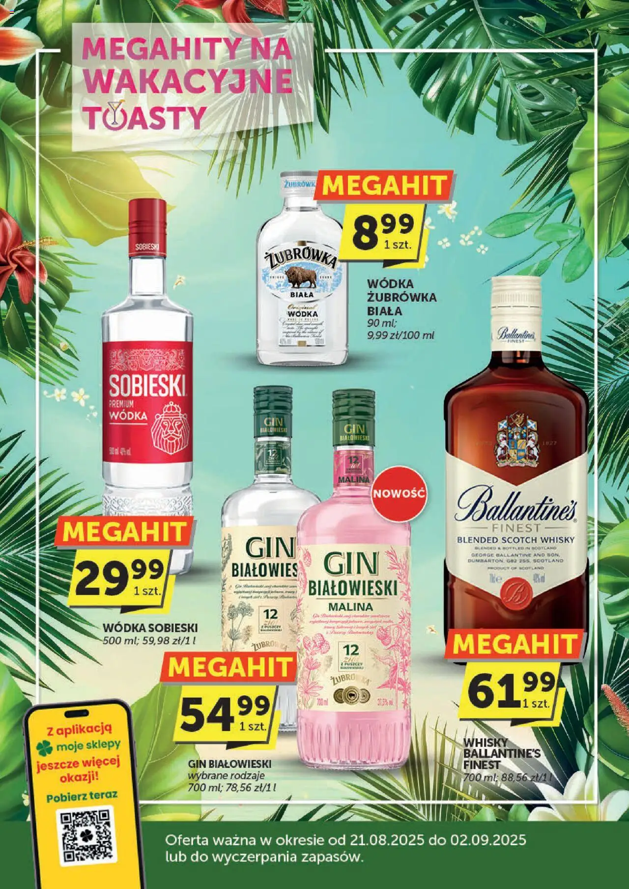 Groszek Gazetka - Oferta alkoholowa od 21.08.2025 | Strona: 1 | Produkty: Żubrówka, Gin, Wódka, Whisky