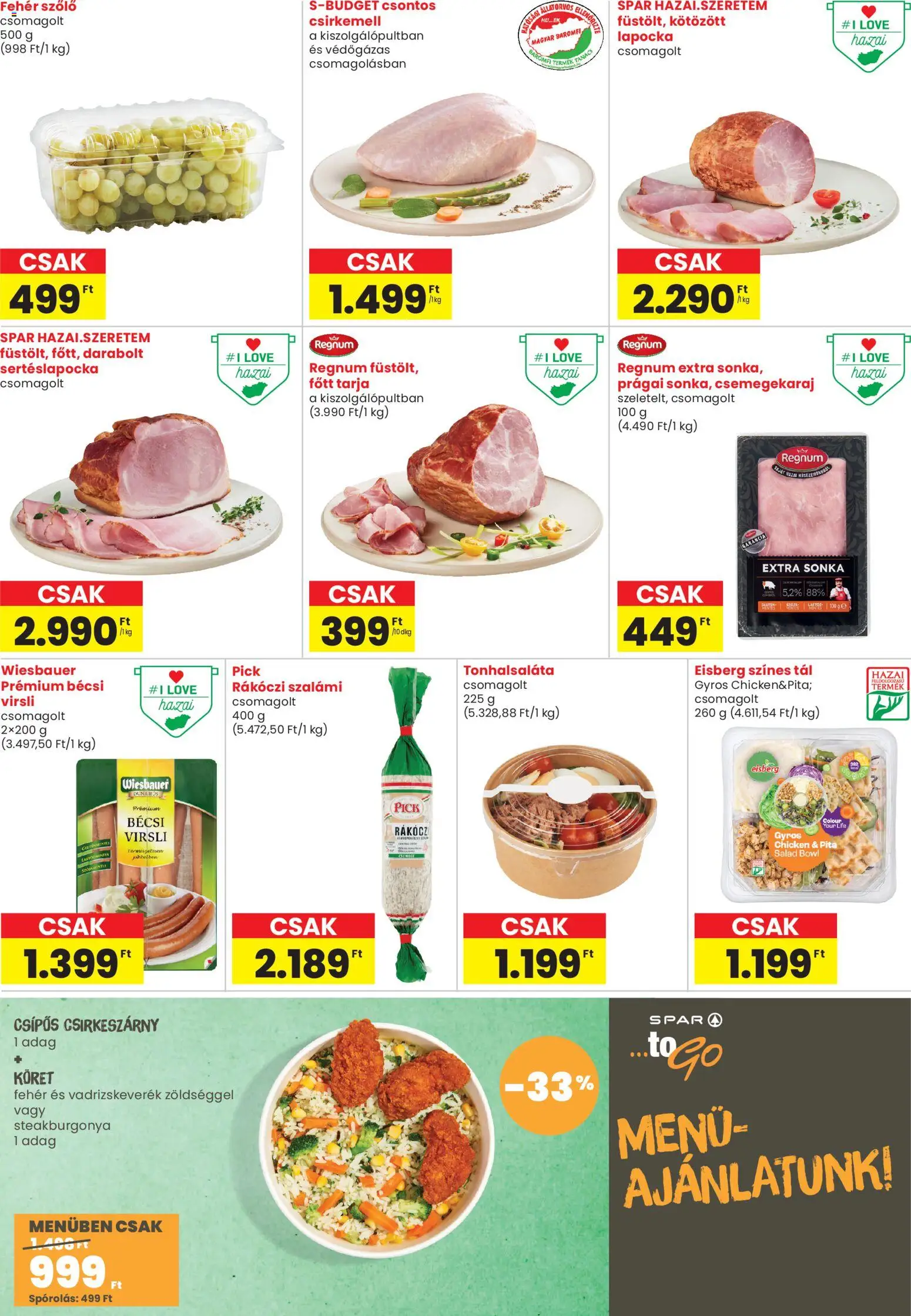 Spar Market akciós ujság - amely érvényes a következő dátumtól: 19.03.2026 | Oldal: 2 | Termékek: Szőlő, Rákóczi szalámi, Pita, Szalámi