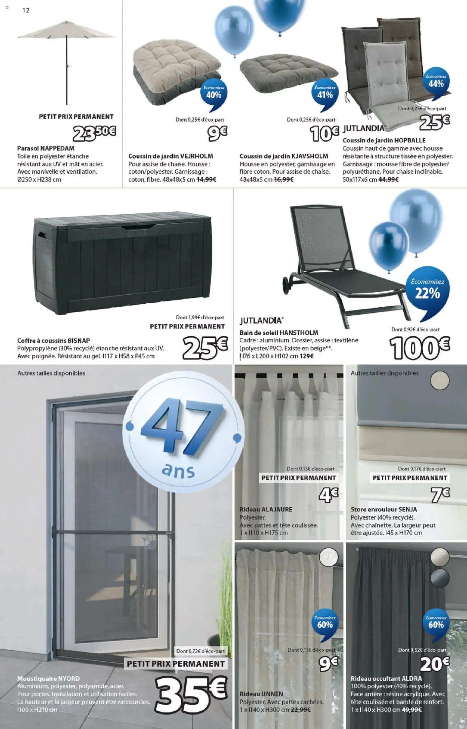 {H1} | Page: 12 | Produits: Bain de soleil, Moustiquaire, Store, Parasol