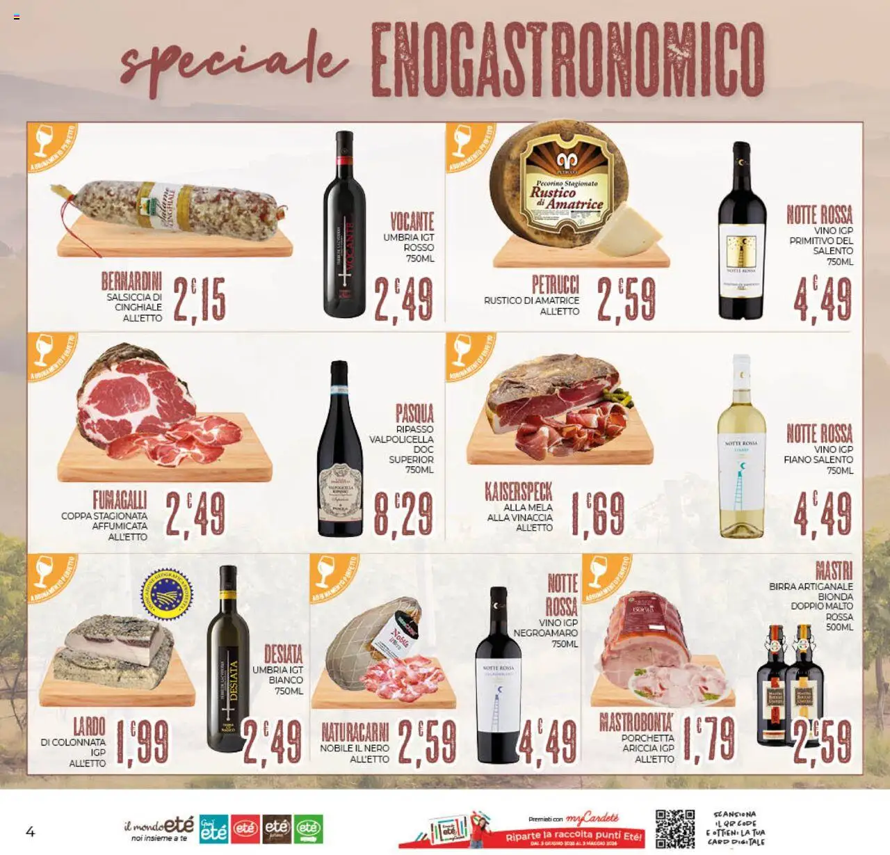 Volantino Eté del 19.09.2025 | Pagina: 4 | Prodotti: Porchetta, Birra, Vino, Pecorino