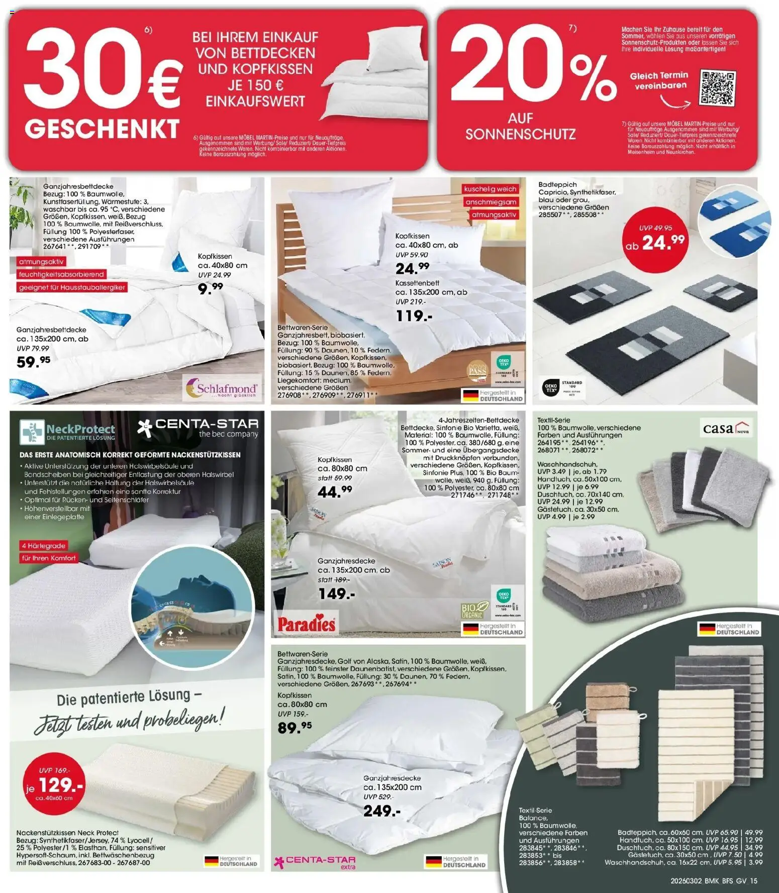 Möbel Martin Wochenangebote – gültig ab 02.03.2026 | Seite: 15 | Produkte: Kopfkissen