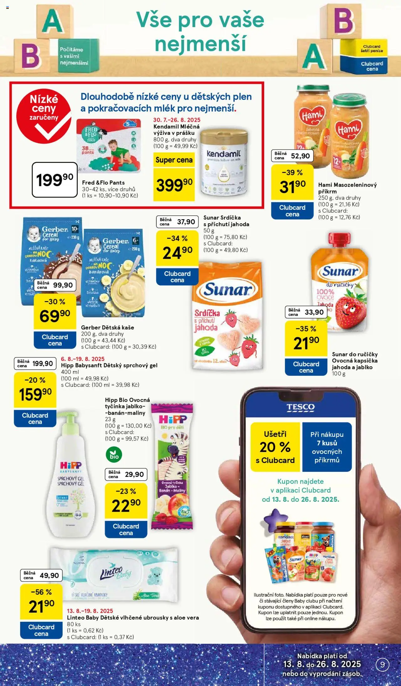 Tesco leták - Supermarket od 13.08.2025 | Strana: 9 | Produkty: Banán, Maliny, Pants, Hipp