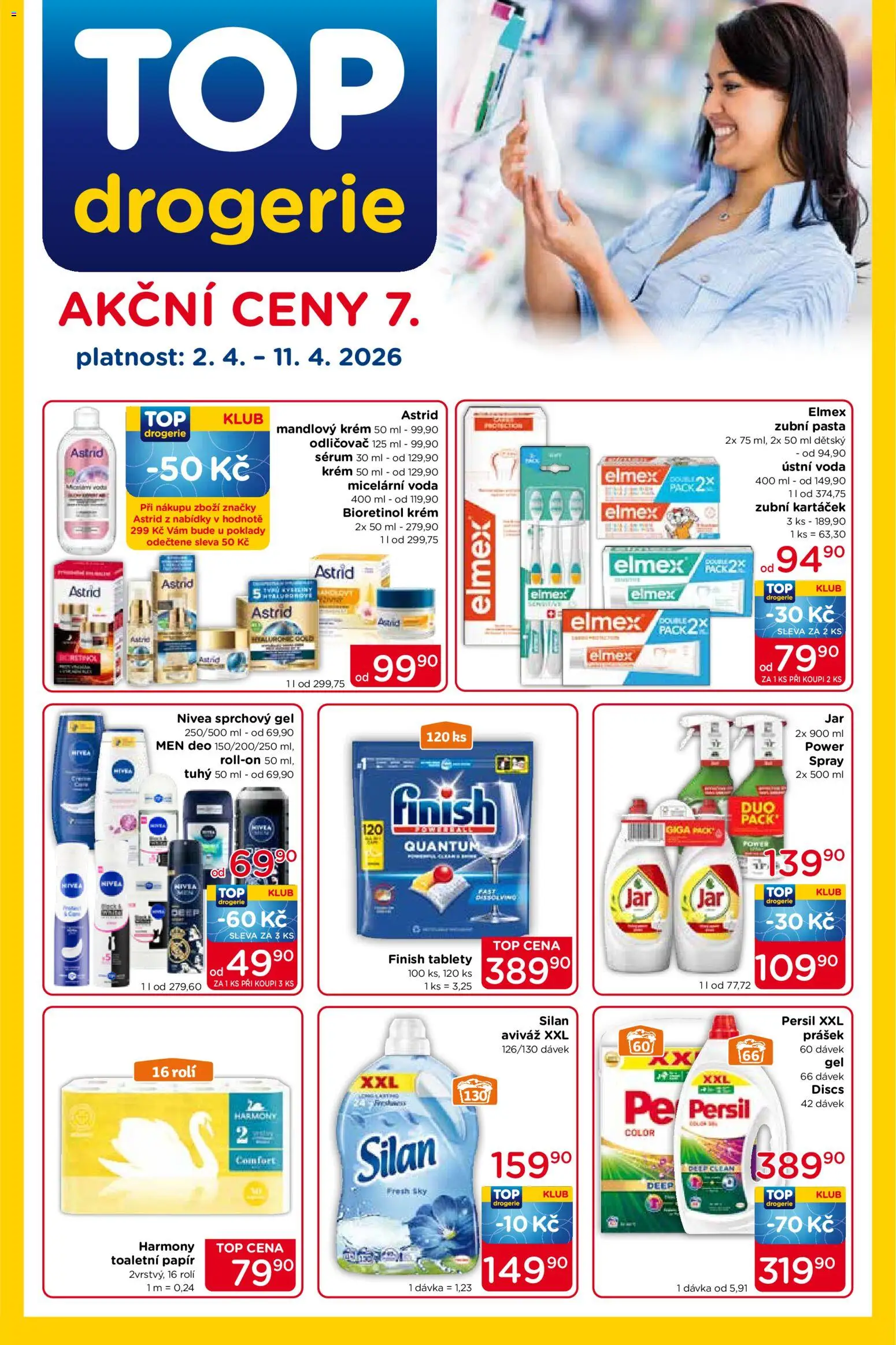 Top drogerie leták od 02.04.2026 | Strana: 1 | Produkty: Sprchový gel, Elmex, Voda, Nivea
