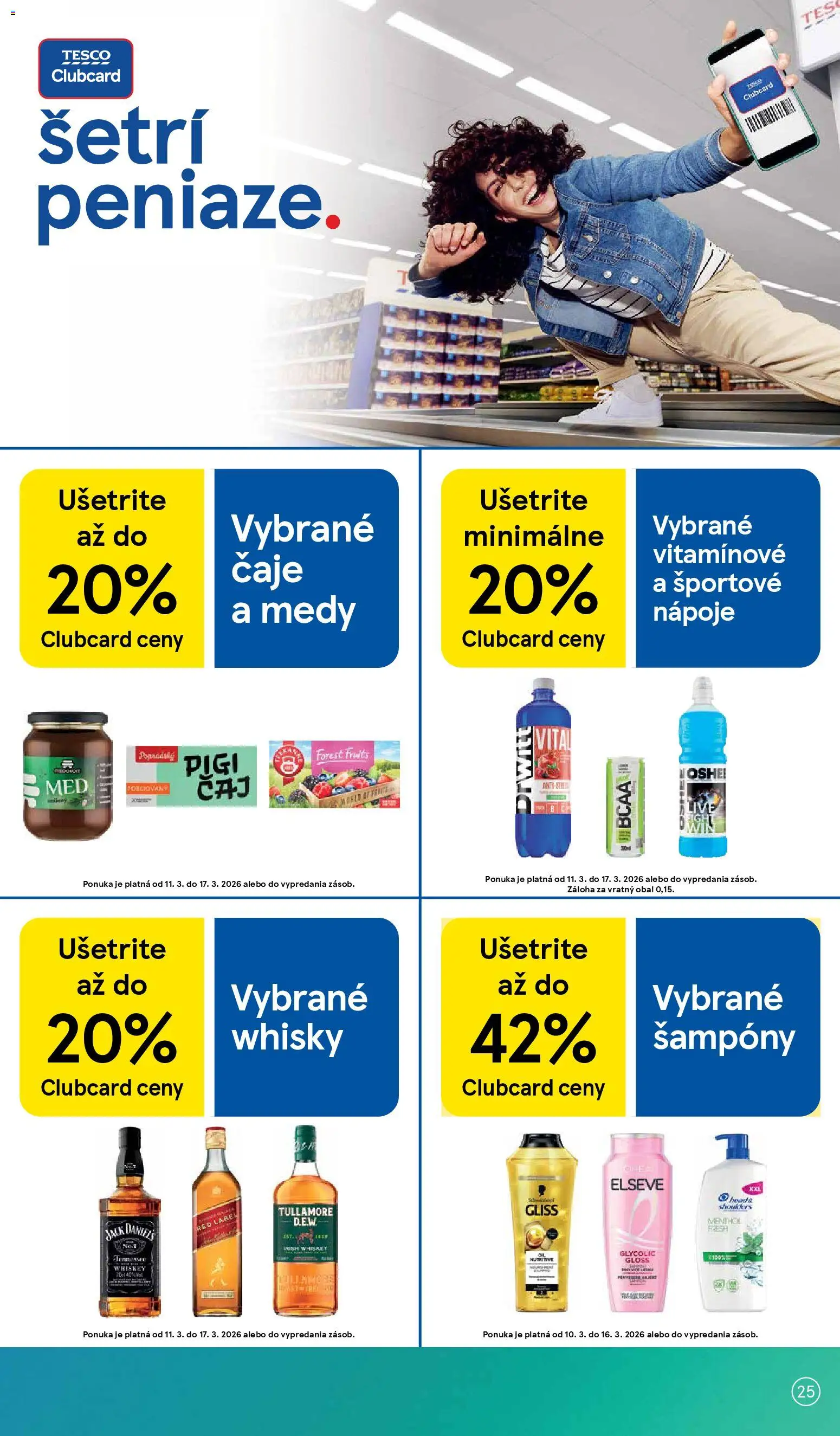 Nové Tesco akcie – leták je platný od 11.03.2026 | Strana: 25 | Produkty: Whisky, Med, Jar, Jack Daniel's