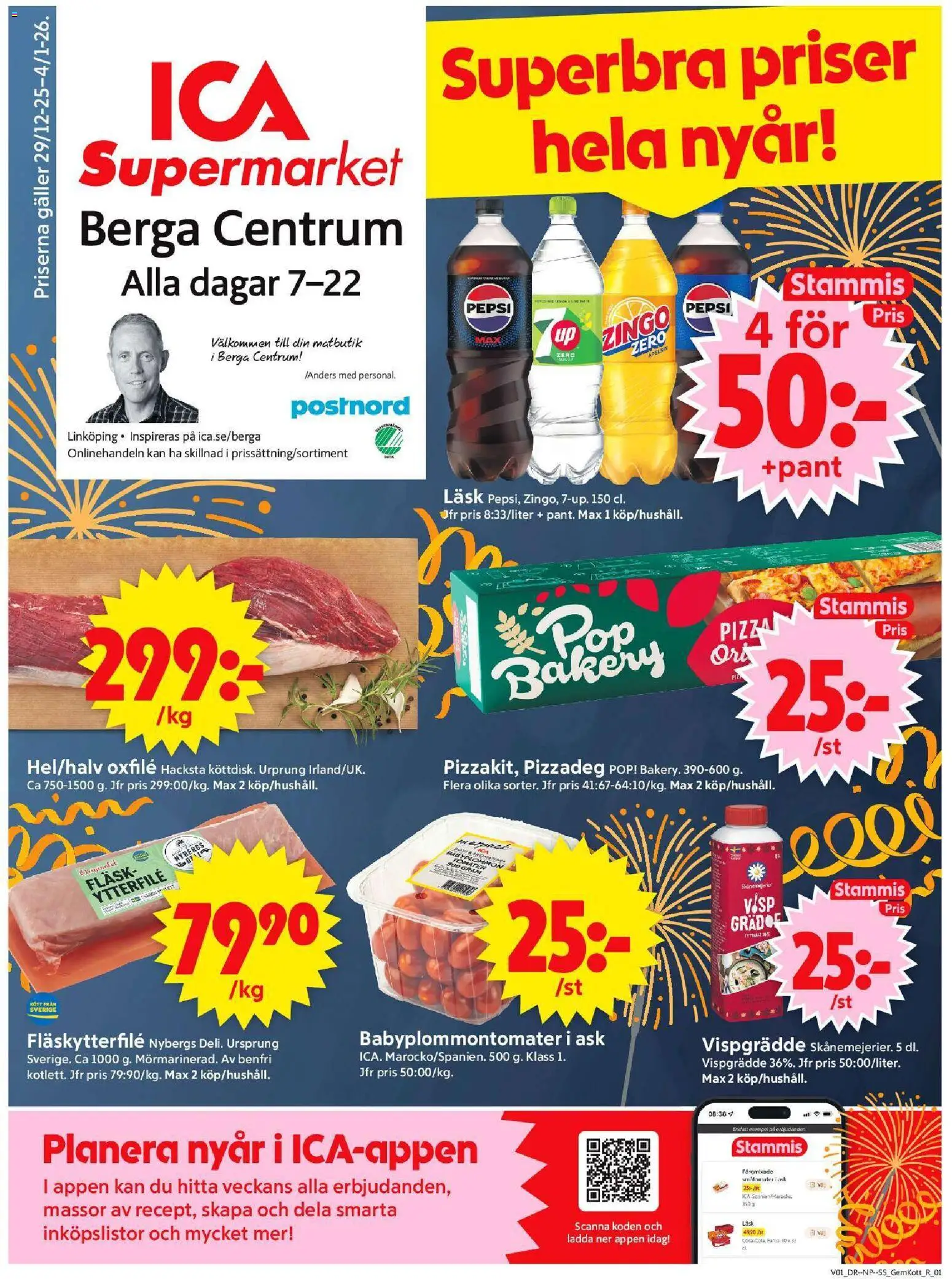 ICA Supermarket reklamblad aktuell från 30.12.2025 | Sida: 1 | Produkter: Visp, Zingo, Pepsi, Fläsk