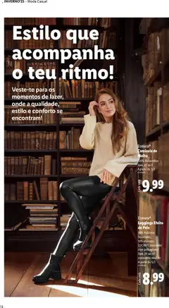 Pré-visualização Esmara® Leggings Efeito de Pele, 90% Poliéster (reciclado), 10% elastano (LYCRA®) (revestido com poliuretano) Tam. 34 ao 46 consoante modelo A partir de 5/1 válido de 01.12.2025 | Página: 18 | Produtos: Camisola, Leggings