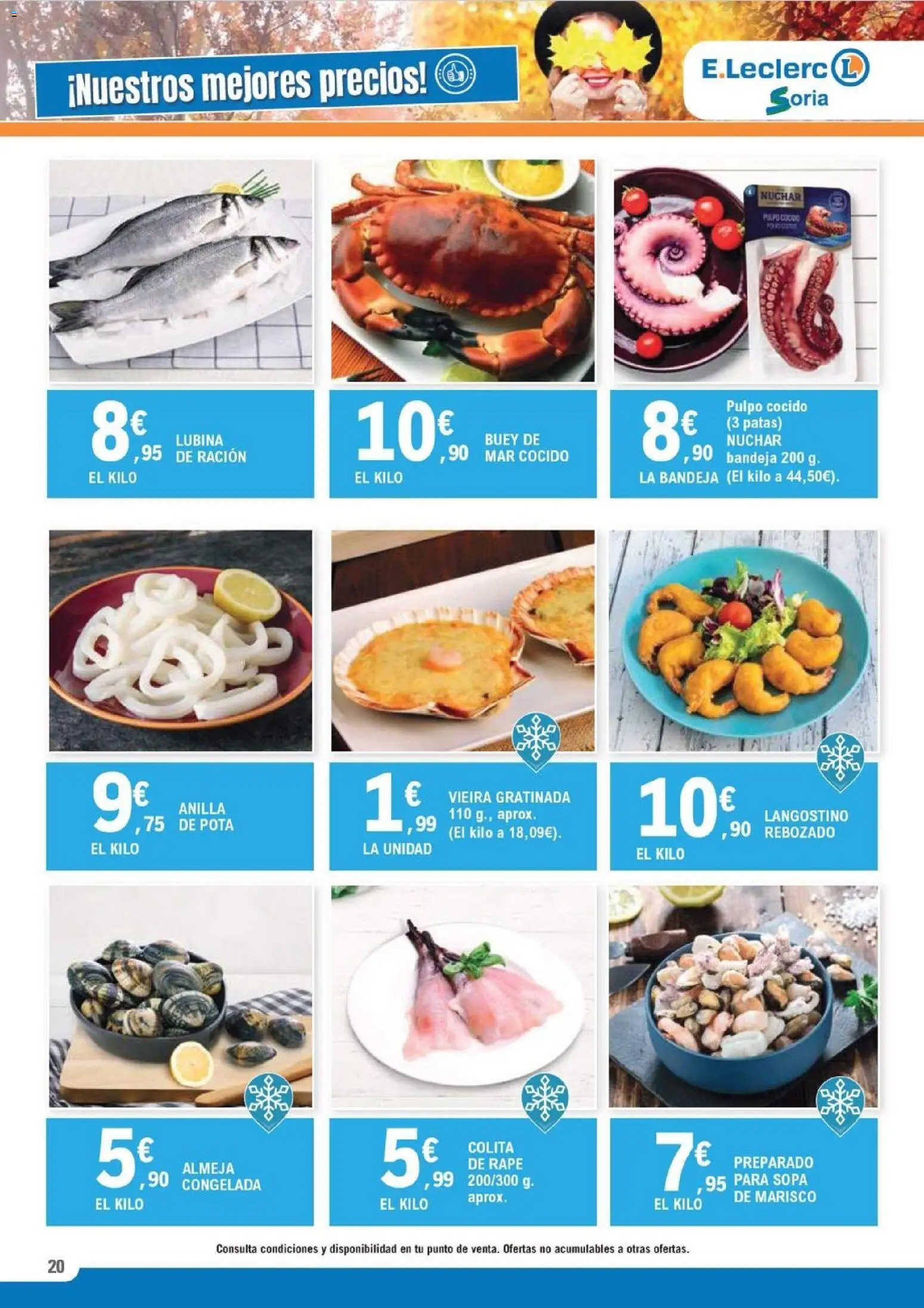 E.Leclerc folleto │ válido desde el 12.11.2025 | Página: 20 | Productos: Bandeja, Langostino