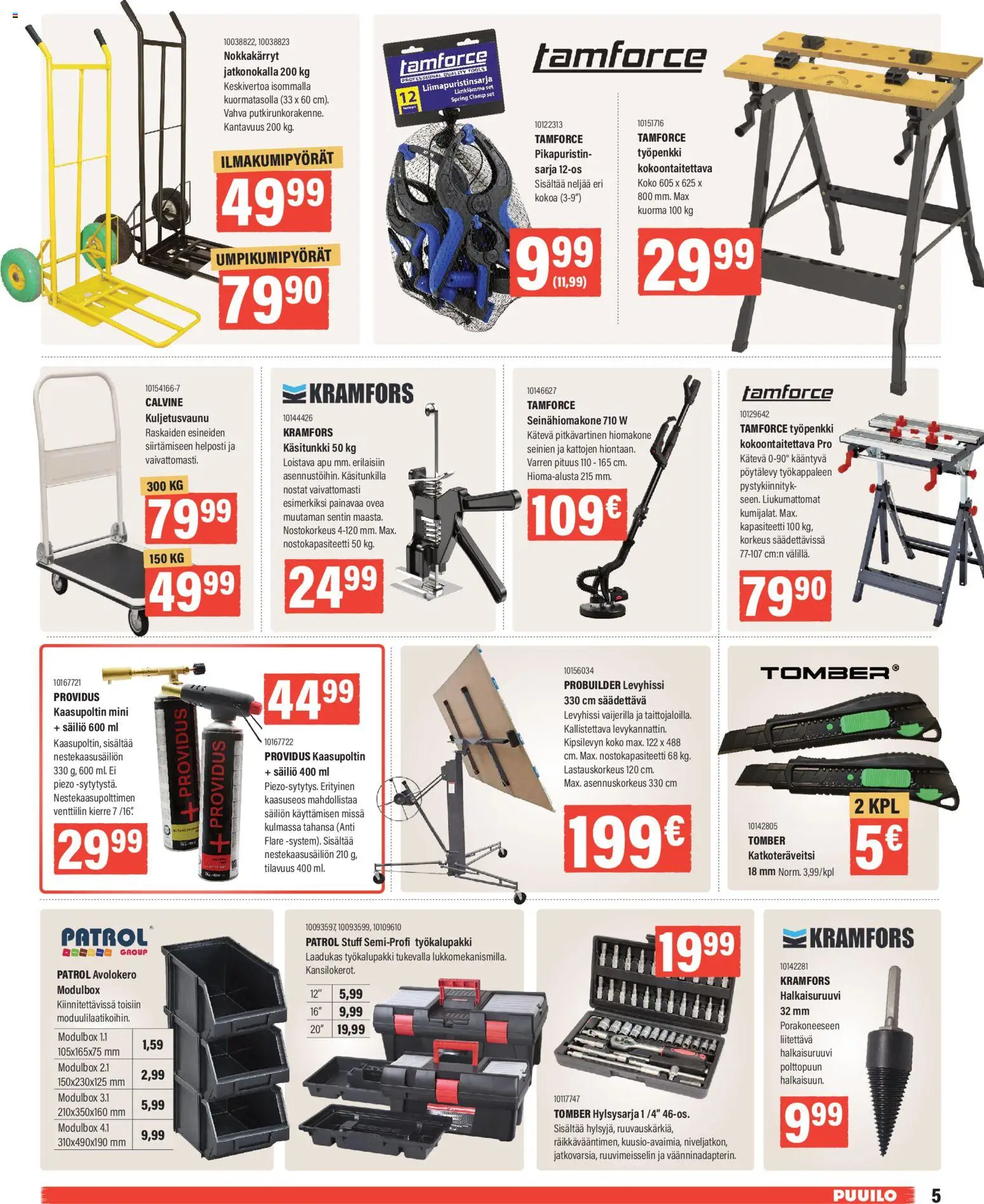 Puuilo tarjoukset – voimassa 26.01.2026 alkaen | Sivu: 5 | Tuotteet: Hiomakone, Työkalupakki