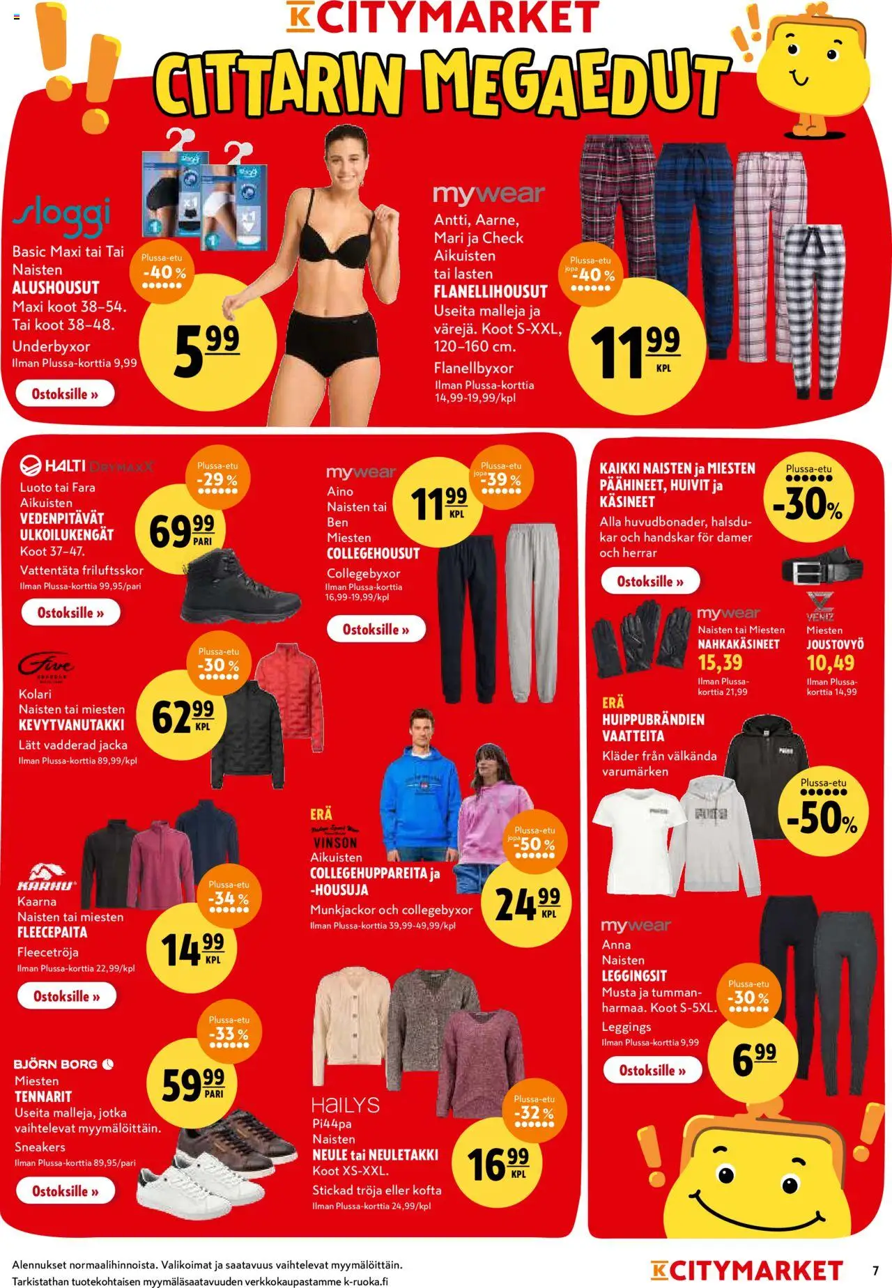 K-Citymarket tarjoukset – voimassa 15.09.2025 alkaen | Sivu: 7 | Tuotteet: Neuletakki, Leggingsit, Käsineet, Neule