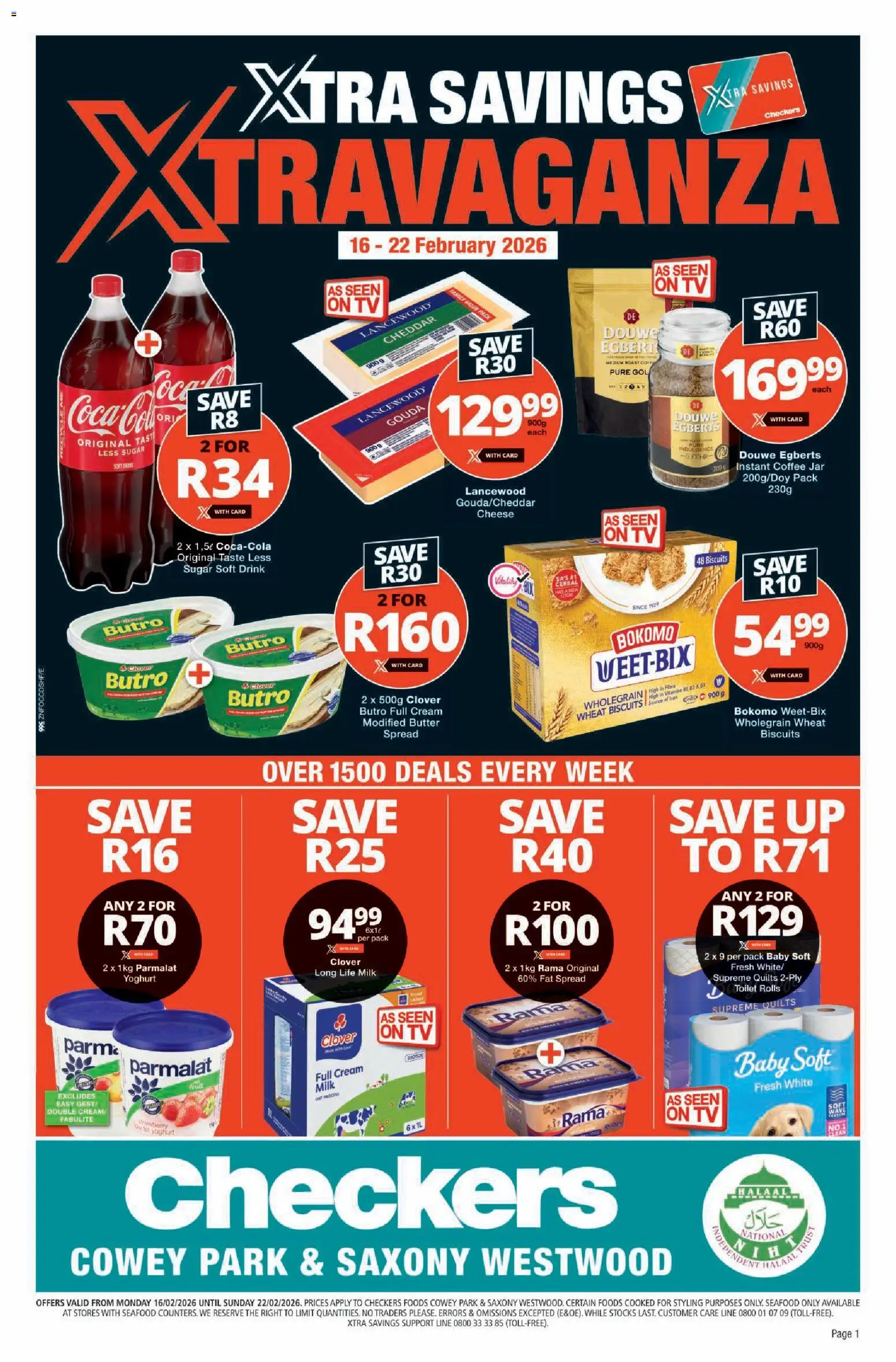 New Checkers catalogue – valid from 16.02.2026 | Page: 1 | Products: TV, Milk, Biscuits, Sugar