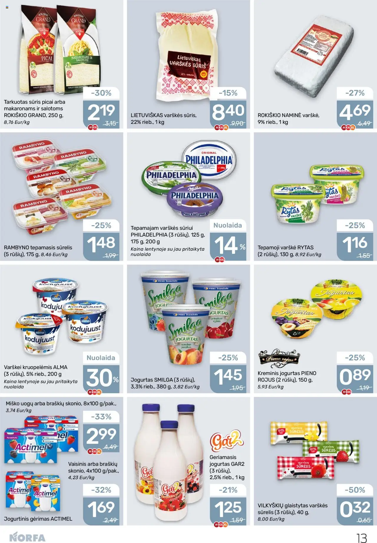 NORFA akcijos nuo 18.09.2025 | Puslapis: 13 | Prekių: Varškės sūris, Sūrelis, Jogurtas, Varškė