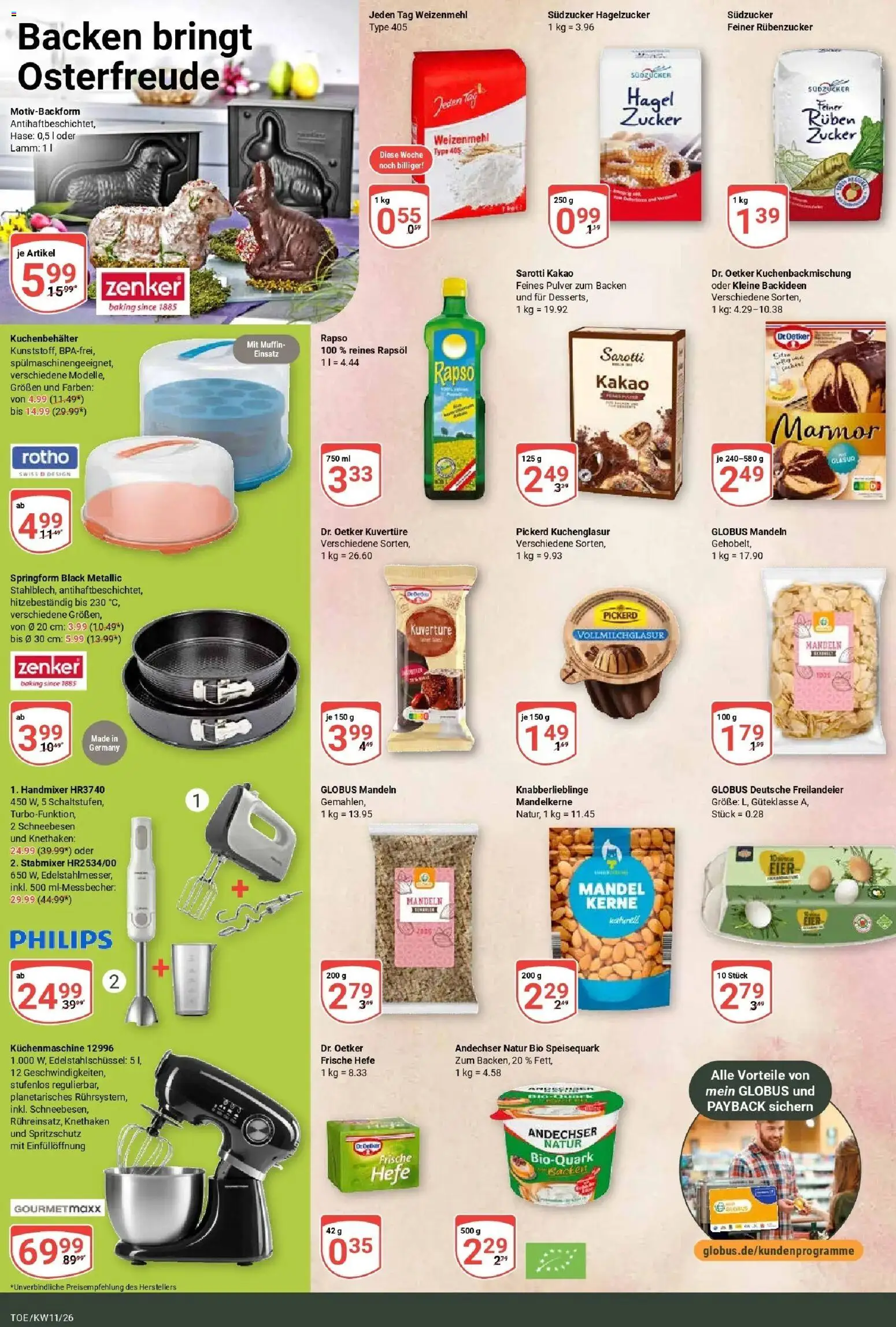 Globus prospekt Tönisvorst	 – gültig ab 09.03.2026 | Seite: 22 | Produkte: Philips, Rapsöl, Weizenmehl, Handmixer
