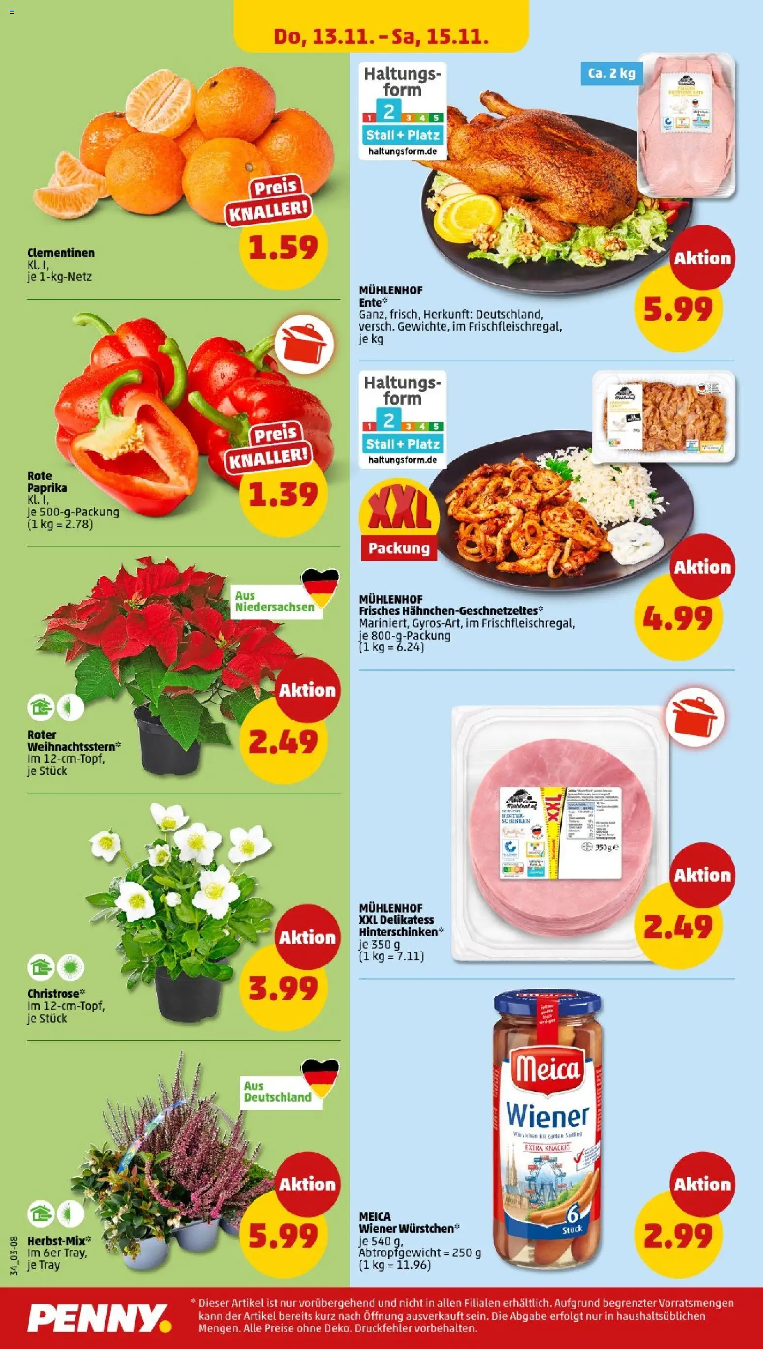 Penny - Niedersachsen – gültig ab 10.11.2025 | Seite: 34 | Produkte: Meica, Paprika, Schinken