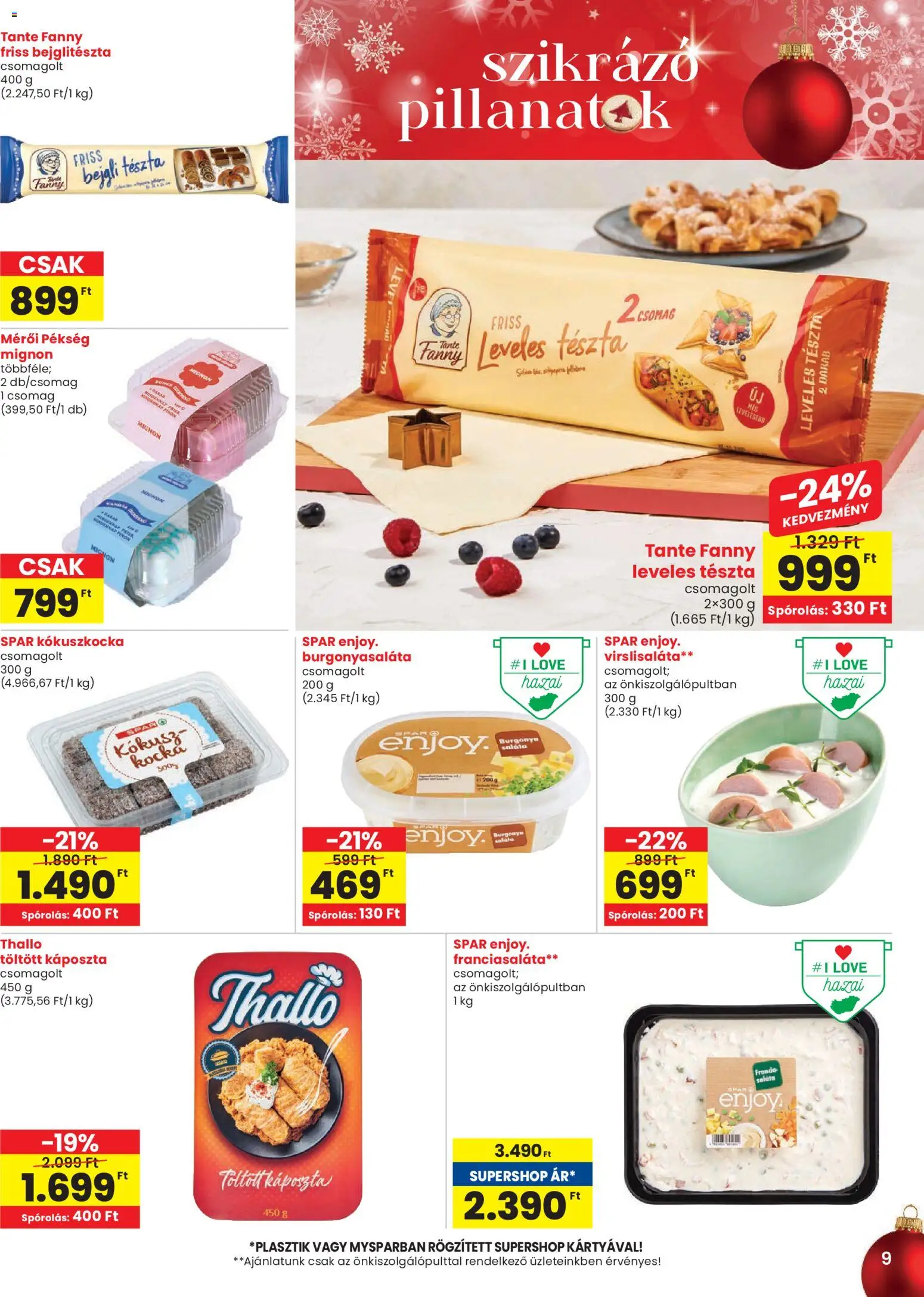 Spar akciós ujság - amely érvényes a következő dátumtól: 18.12.2025 | Oldal: 9 | Termékek: Káposzta, Burgonya, Kokusz, Tészta