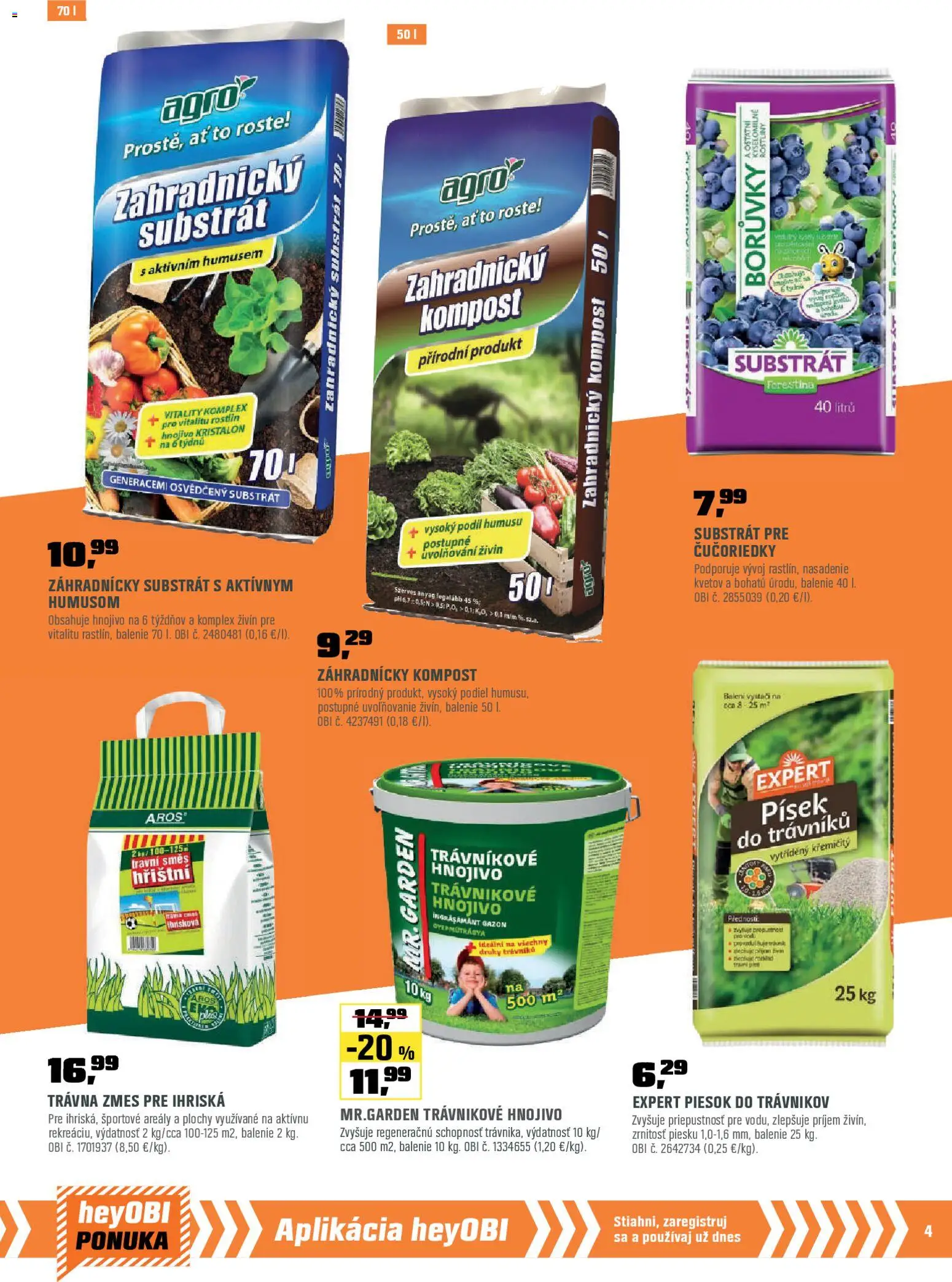 Nové OBI akcie – leták je platný od 01.04.2026 | Strana: 5 | Produkty: Čučoriedky, Substrát