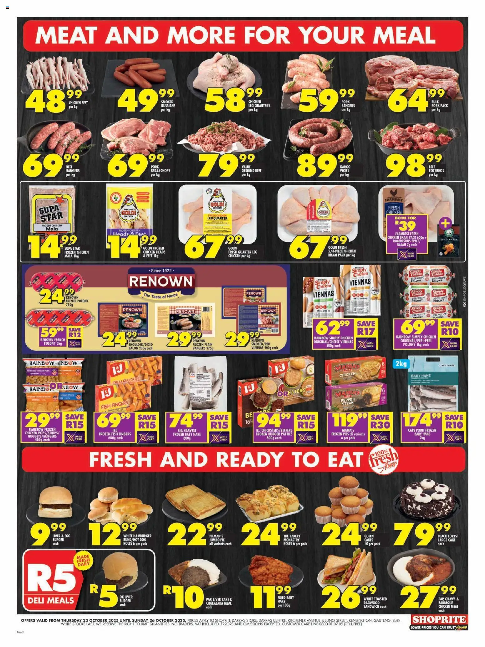New Shoprite catalogue – valid from 23.10.2025 | Page: 2 | Products: Pork, Beef, Pepper, Bacon