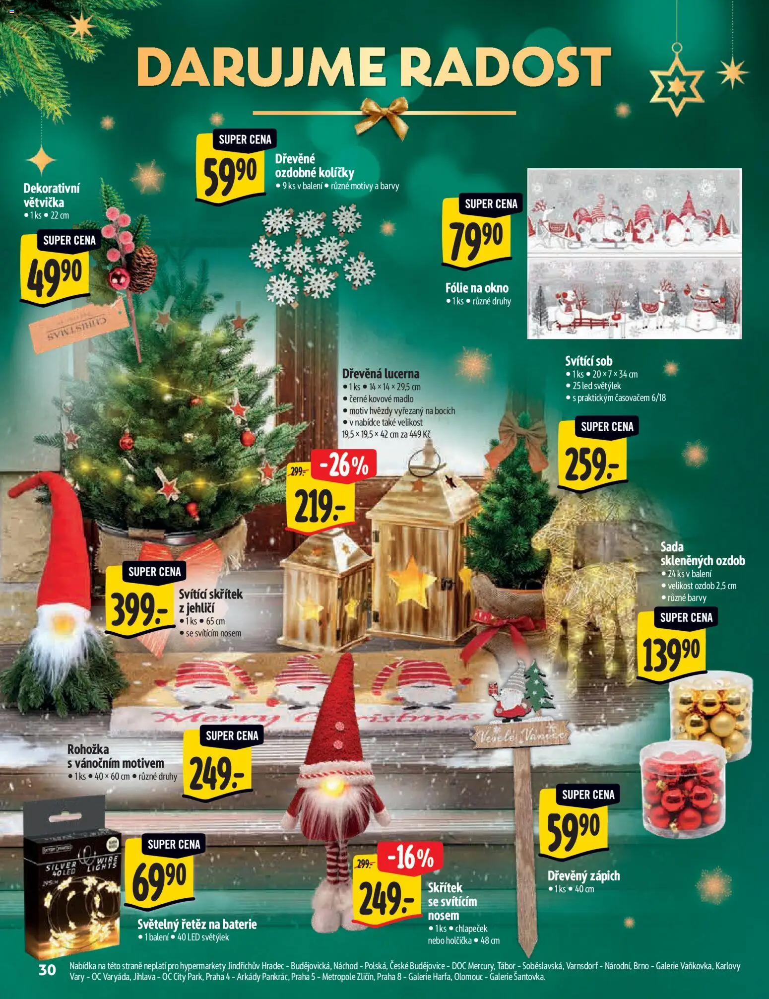Albert katalog - Hypermarket od 29.10.2025 | Strana: 30 | Produkty: Kolíčky, Světelný řetěz, Rohožka, LED