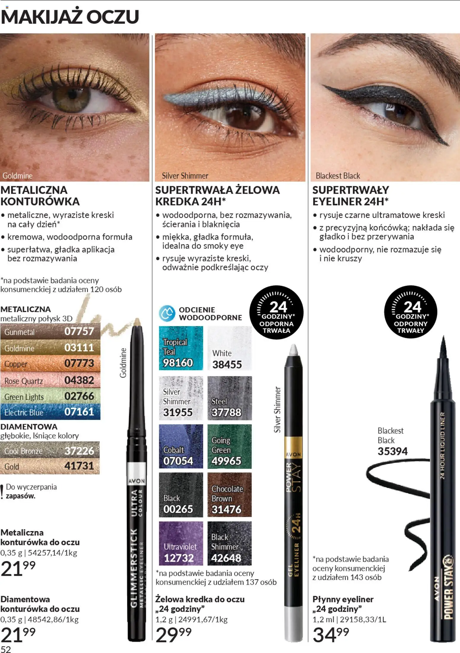 Avon Katalog 4 2026 od 01.04.2026 | Strona: 52 | Produkty: Makijaż, Eyeliner, Kredka do oczu, Konturówka