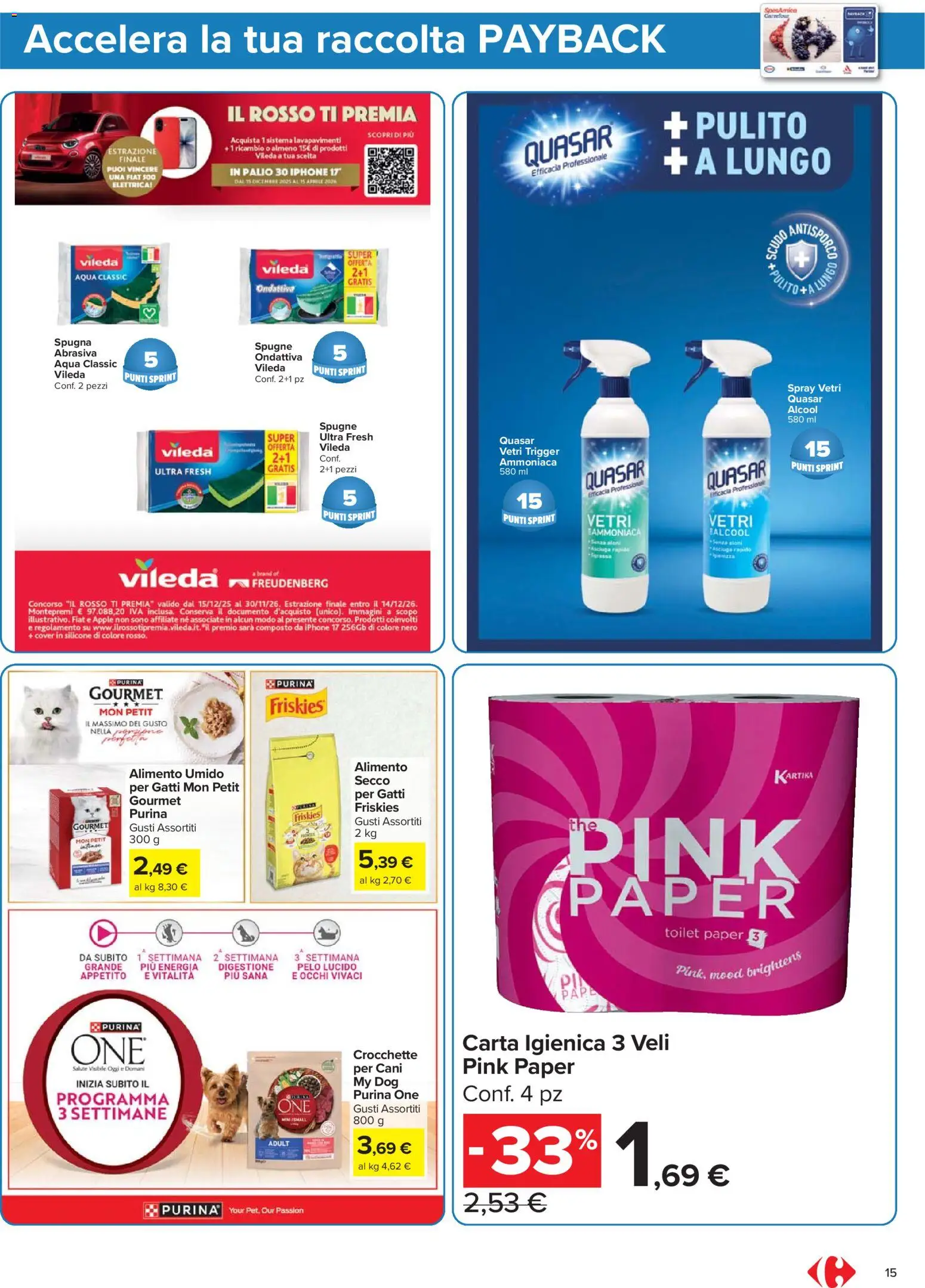 Volantino Carrefour del 02.01.2026 | Pagina: 15 | Prodotti: Spugna, Iphone, Crocchette, Silicone