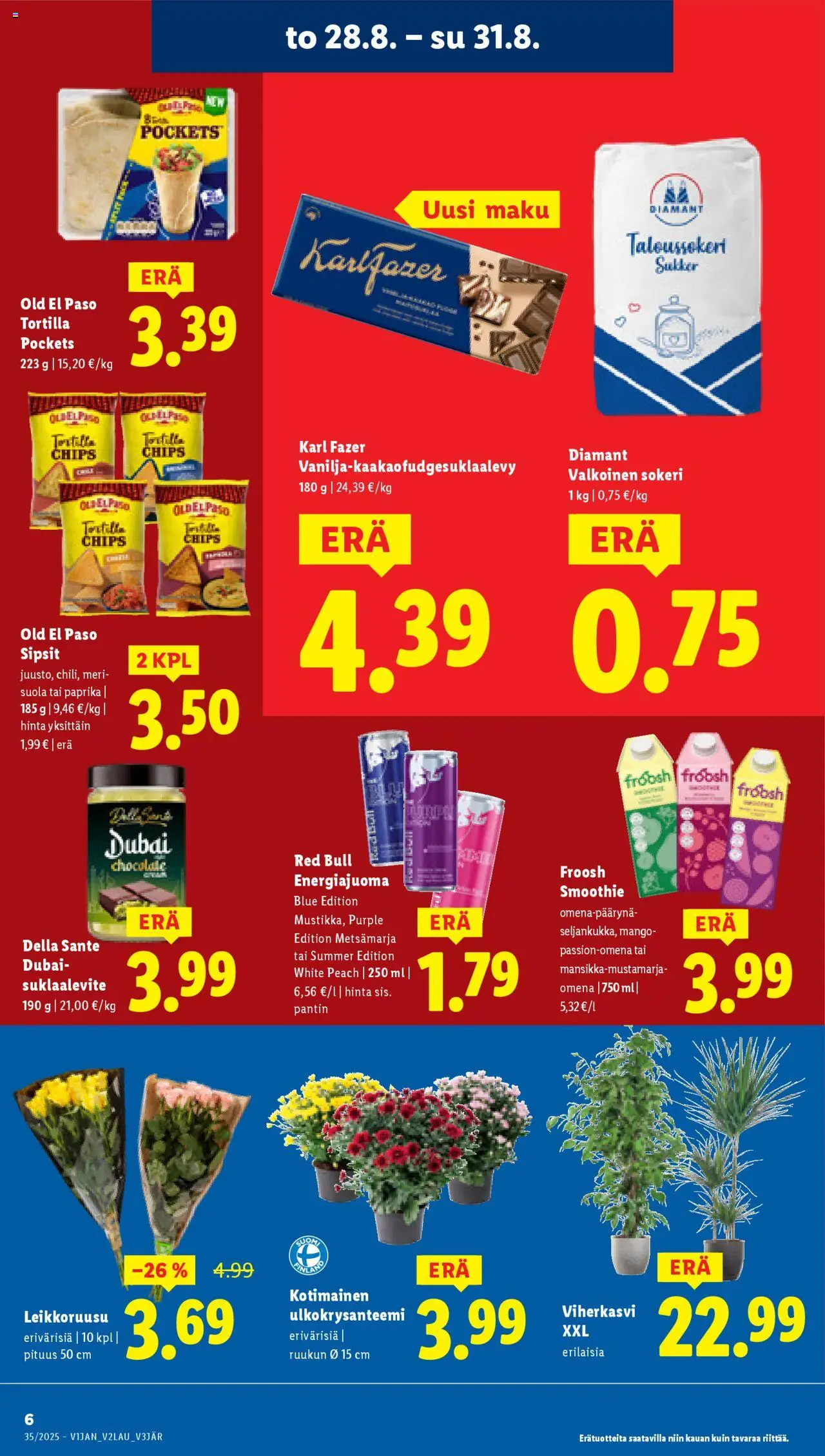  | Sivu: 6 | Tuotteet: Mango, Paprika, Suola, Energiajuoma