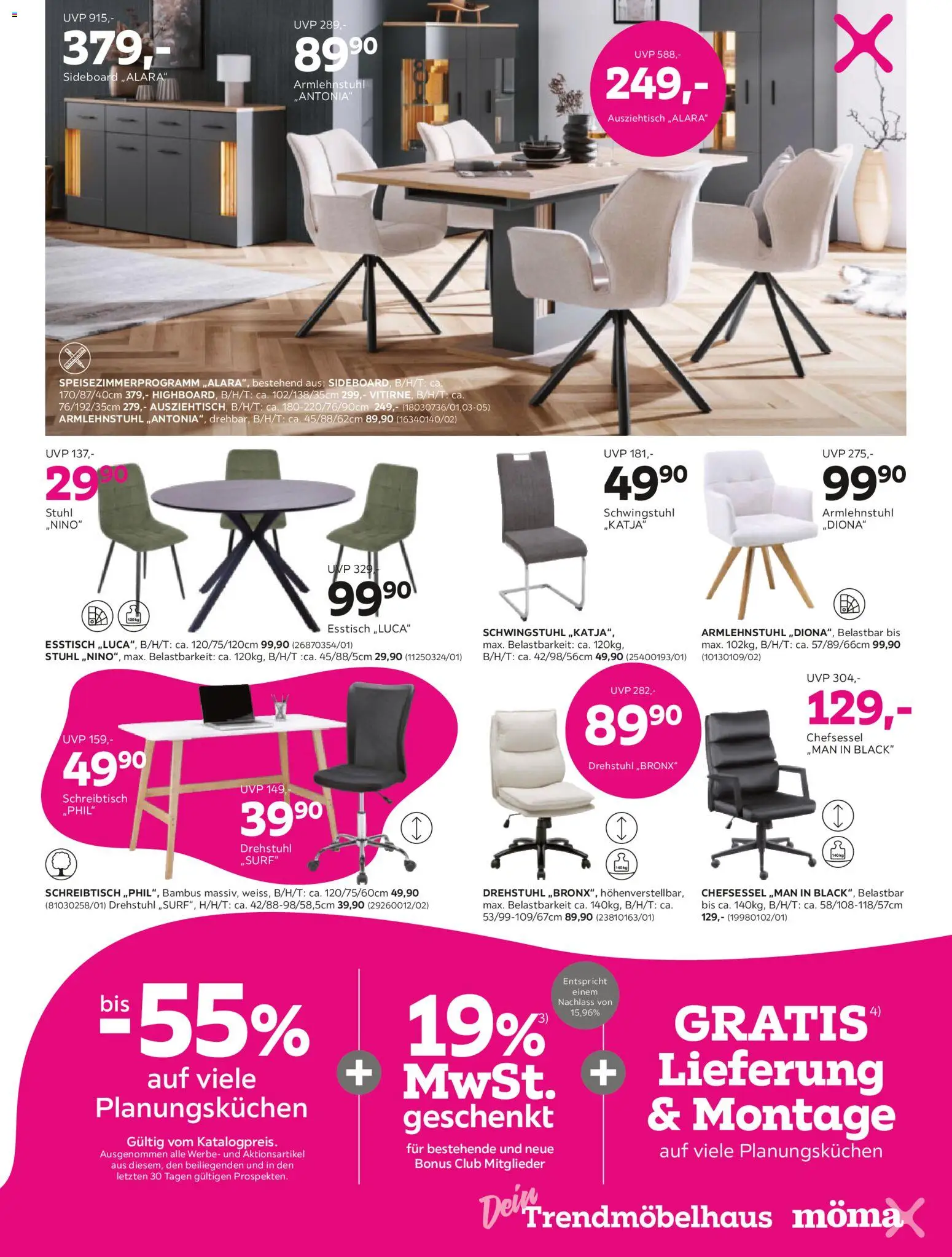 Mömax Prospekt 	 – gültig ab 27.12.2025 | Seite: 7 | Produkte: Sideboard, Esstisch, Stuhl, Chefsessel