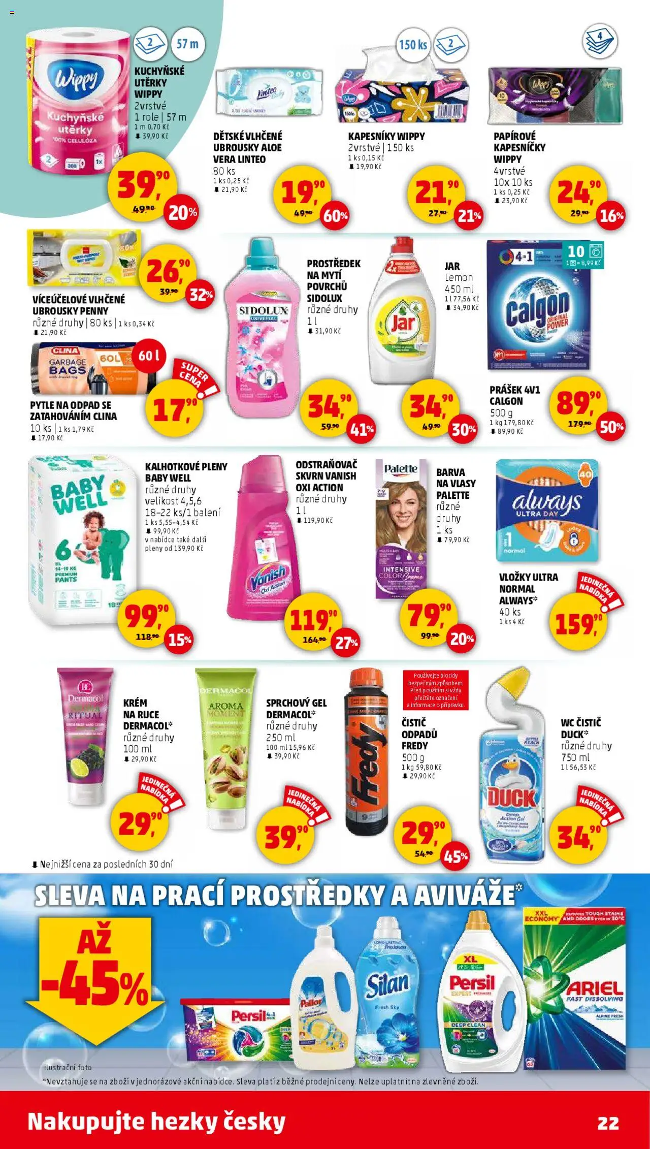 Penny Market leták - Čtvrtečník od 29.05.2025 | Strana: 22 | Produkty: Sprchový gel, Kuchyňské utěrky, Calgon, Papířové ubrousky