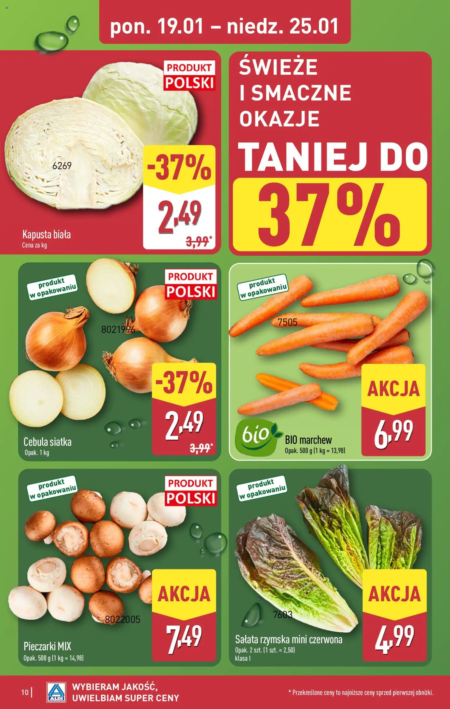 Aldi Gazetka - Okazje na weekend od 22.01.2026 | Strona: 10 | Produkty: Kapusta, Pieczarki, Siatka, Kapusta biała