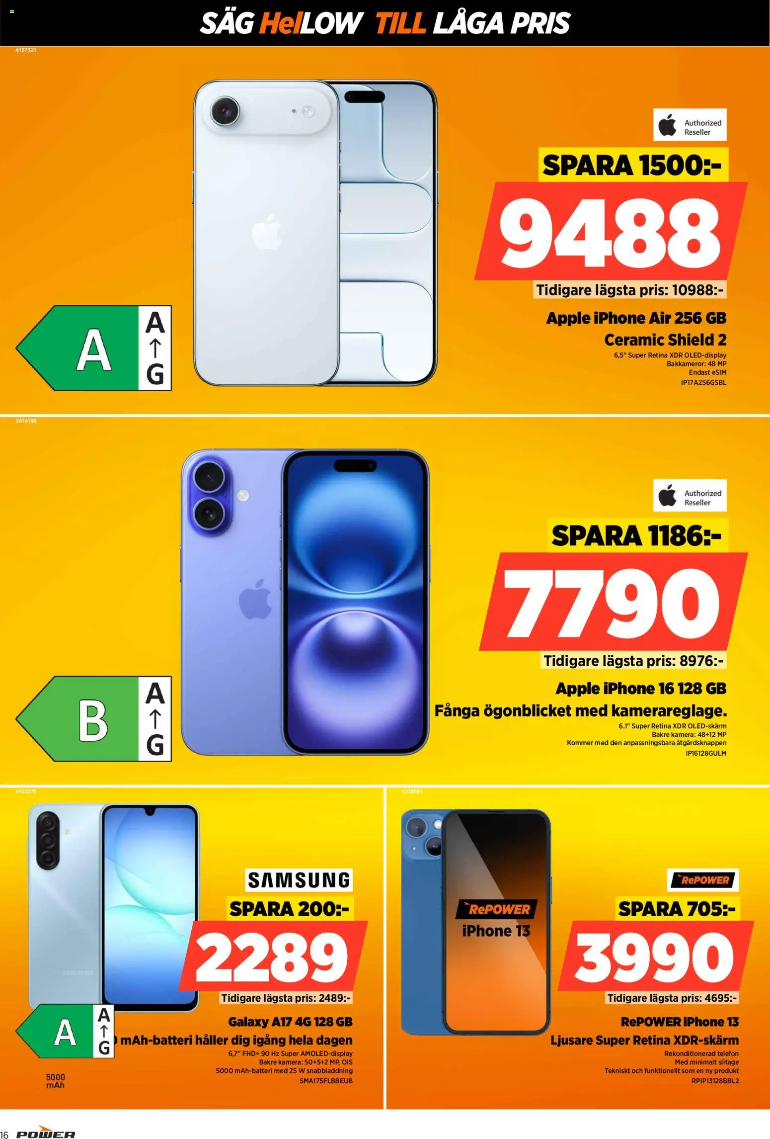 Power reklamblad aktuell från 16.03.2026 | Sida: 16 | Produkter: Såg, Äpple, Telefon, Kamera