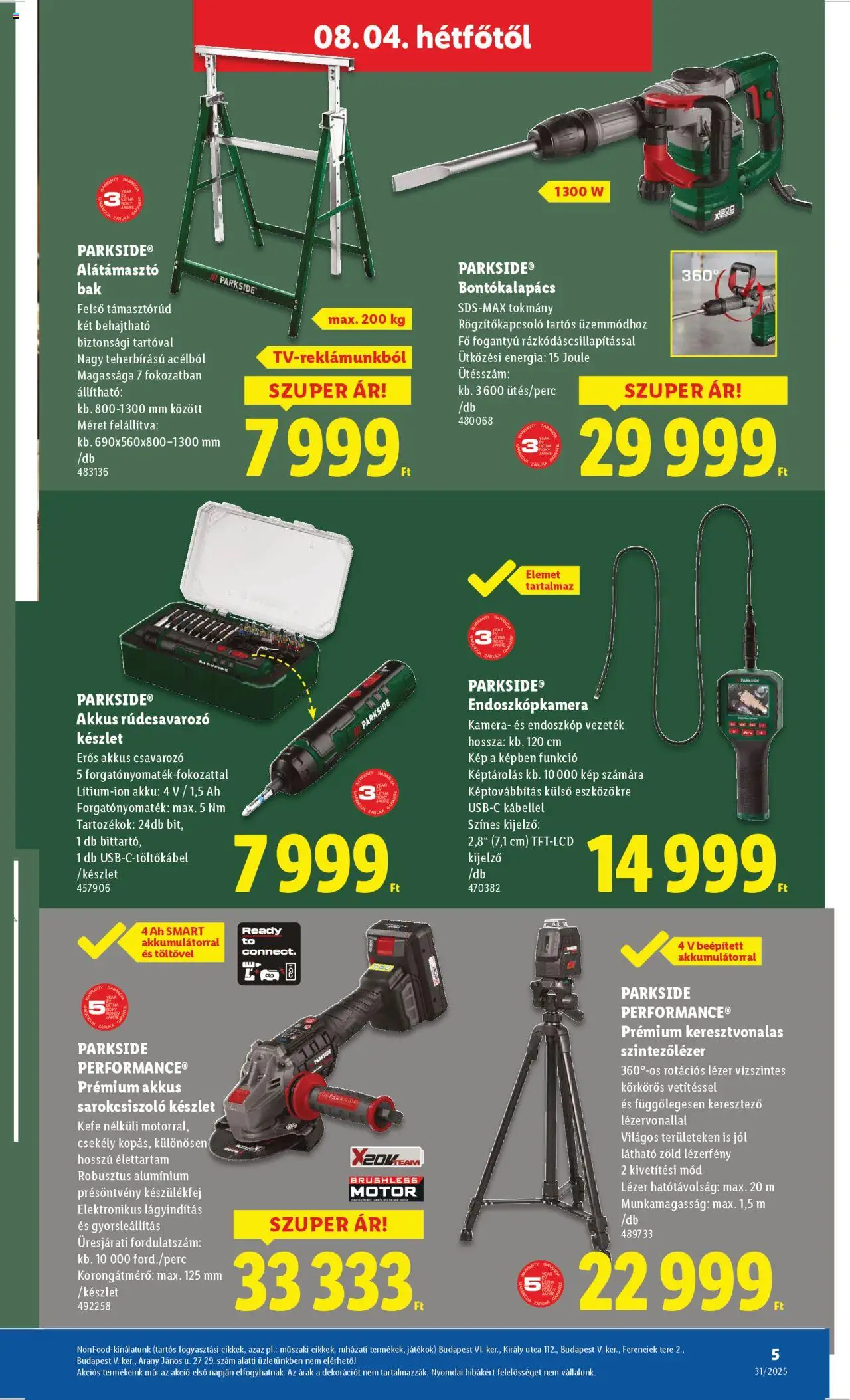 Lidl akciós ujság - amely érvényes a következő dátumtól: 02.08.2025 | Oldal: 5 | Termékek: Sarokcsiszoló, Akkus csavarozó, Kefe, Csavarozó