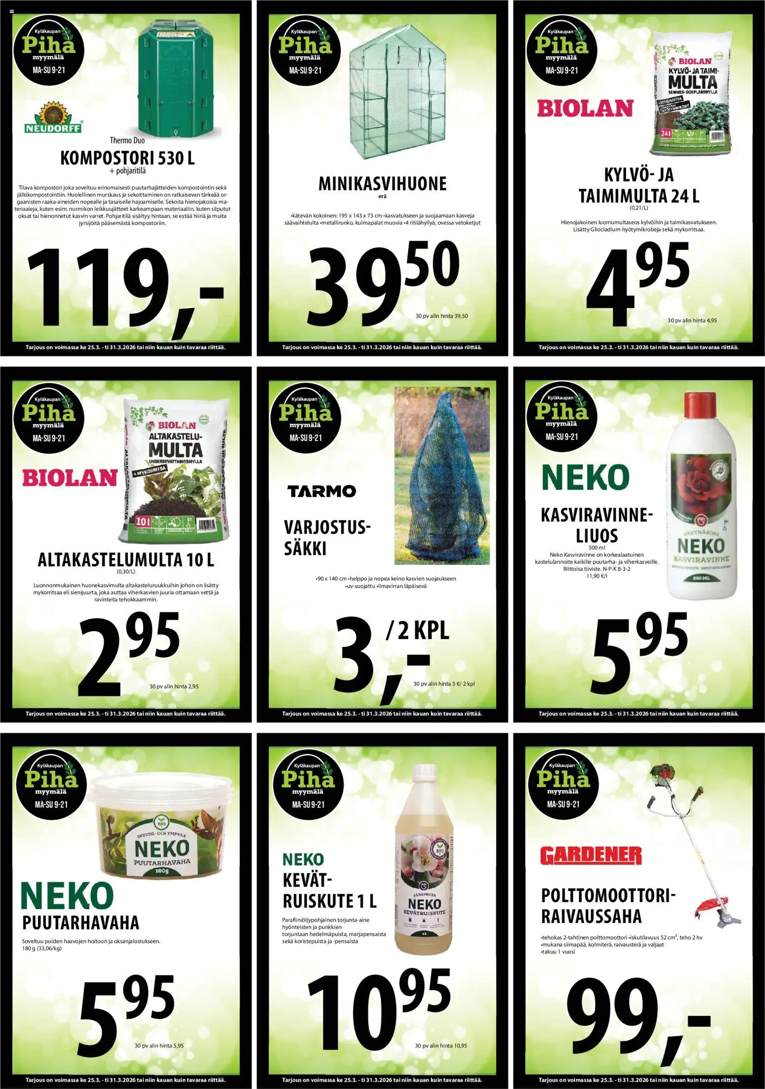 Tuuri tarjoukset – voimassa 25.03.2026 alkaen | Sivu: 22 | Tuotteet: Raivaussaha, Multa