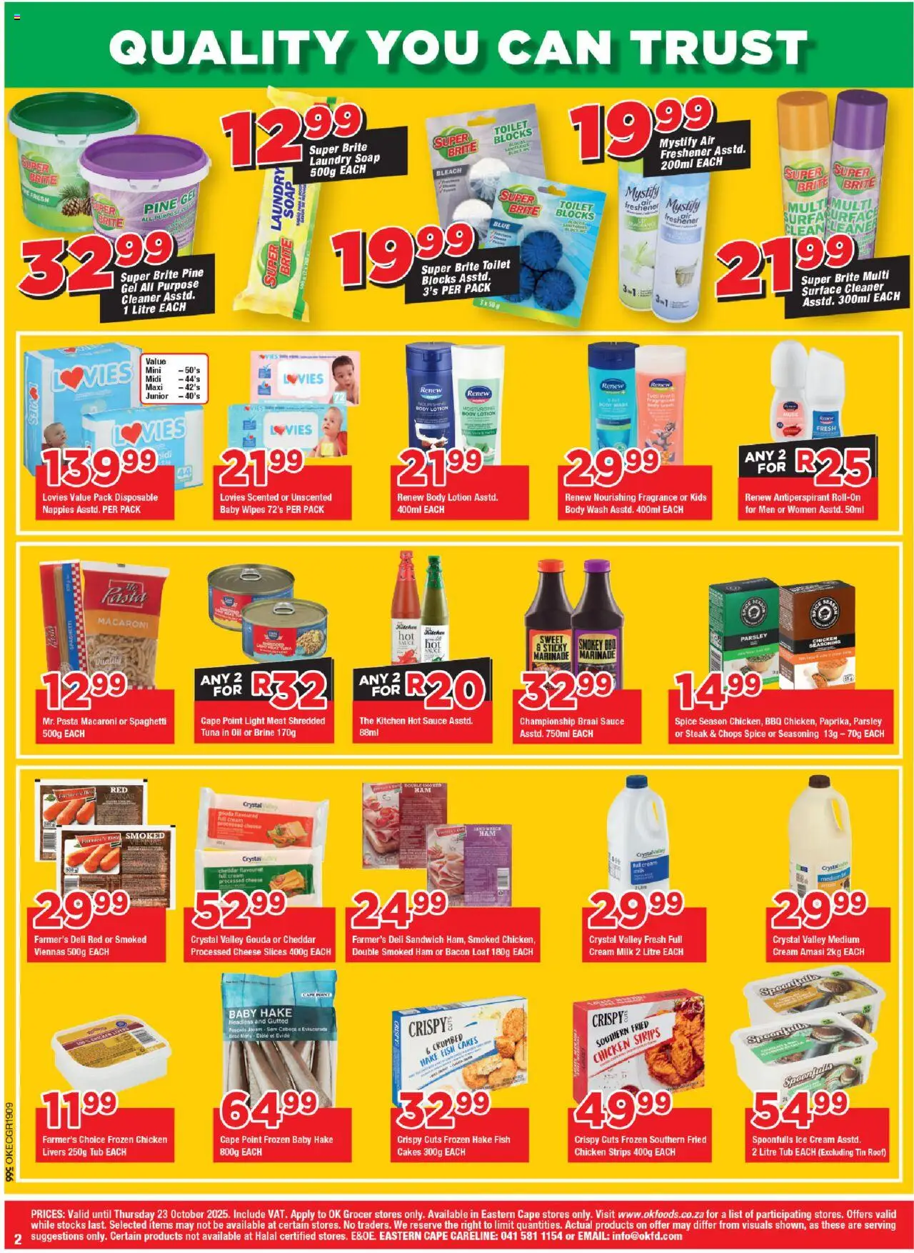 New OK Foods catalogue – valid from 15.10.2025 | Page: 2 | Products: Surface cleaner, Light, Sauce, Bacon