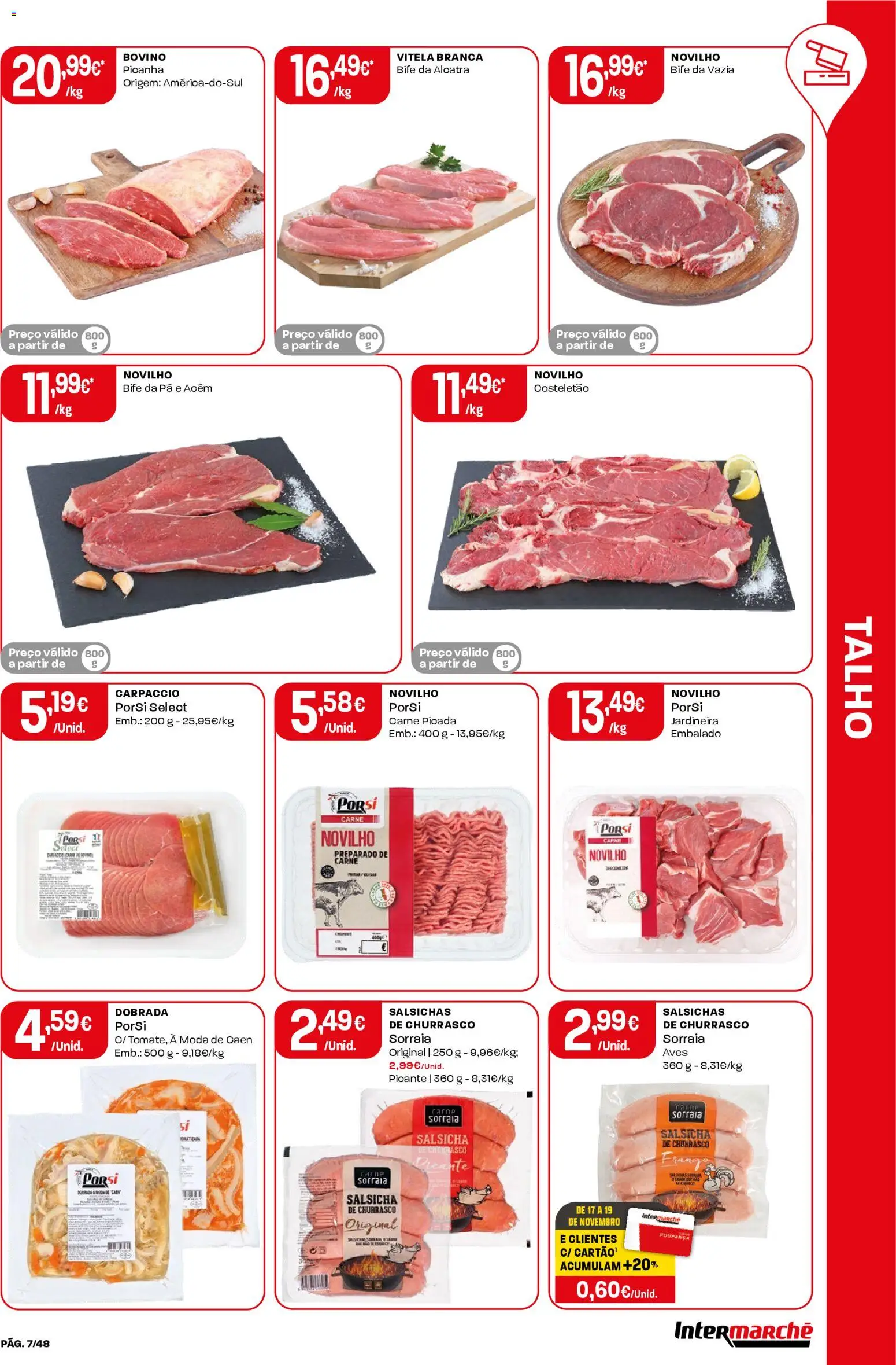 Intermarché folheto │ válido de 13.11.2025 | Página: 7 | Produtos: Vitela, Frango, Carne picada, Salsicha